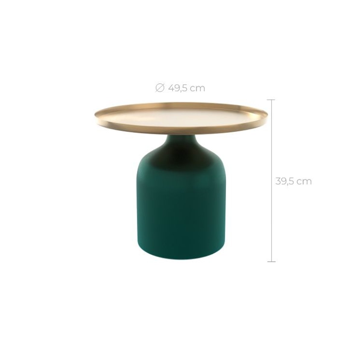 Table d'appoint ronde en métal et D49 cm - LYNE vert et doré, MAISON PAVANE