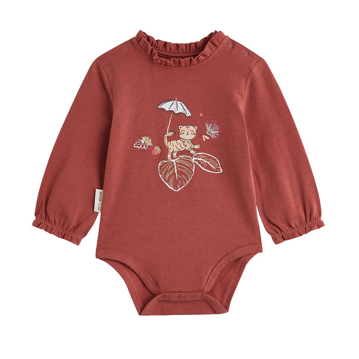 Lot de 2 bodies bébé manches longues Léa rose, PETIT BEGUIN