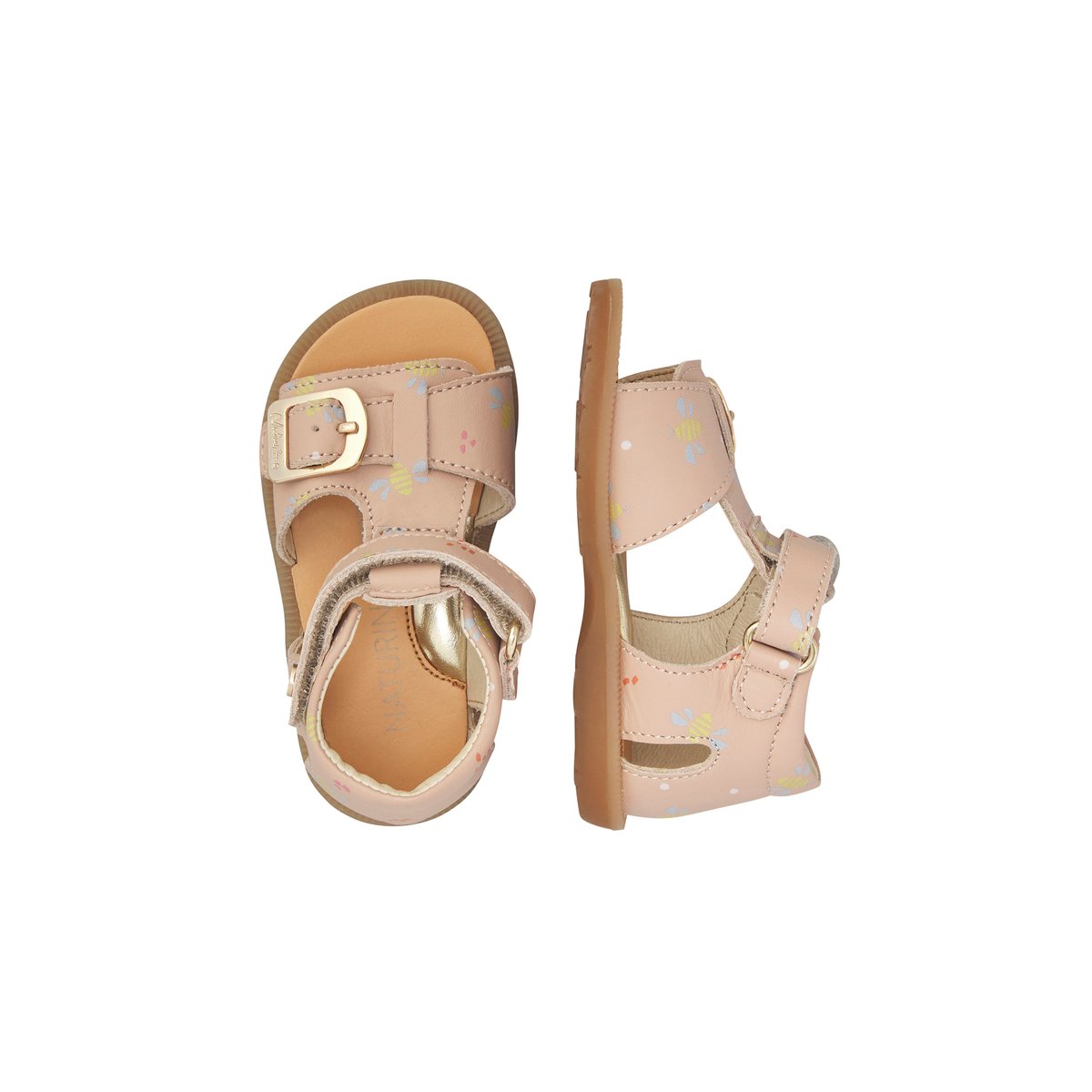 Sandales en cuir QUARZO rose poudré-, NATURINO