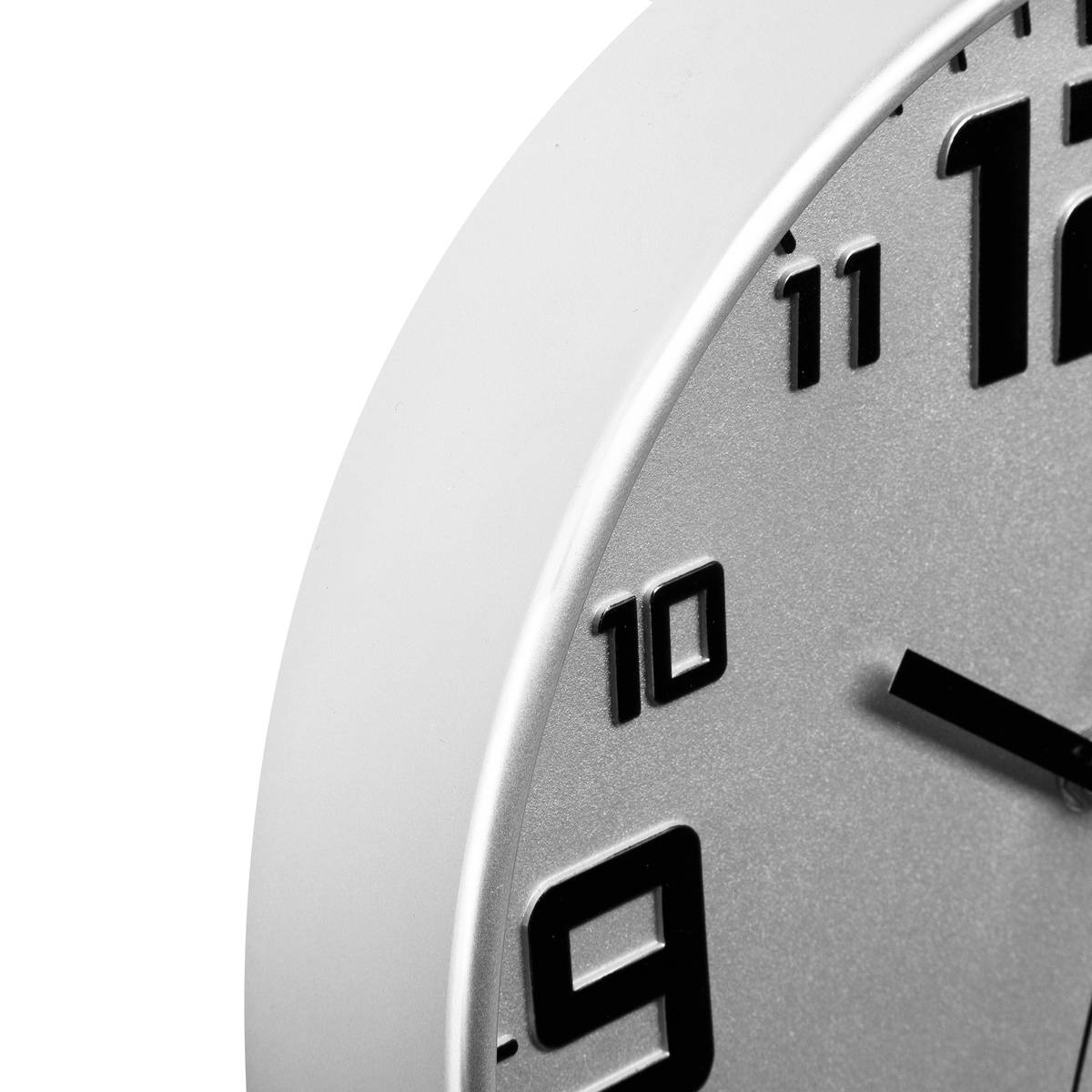 Horloge murale silencieuse cadre en métal brossé ELIAN argent, ATMOSPHERA