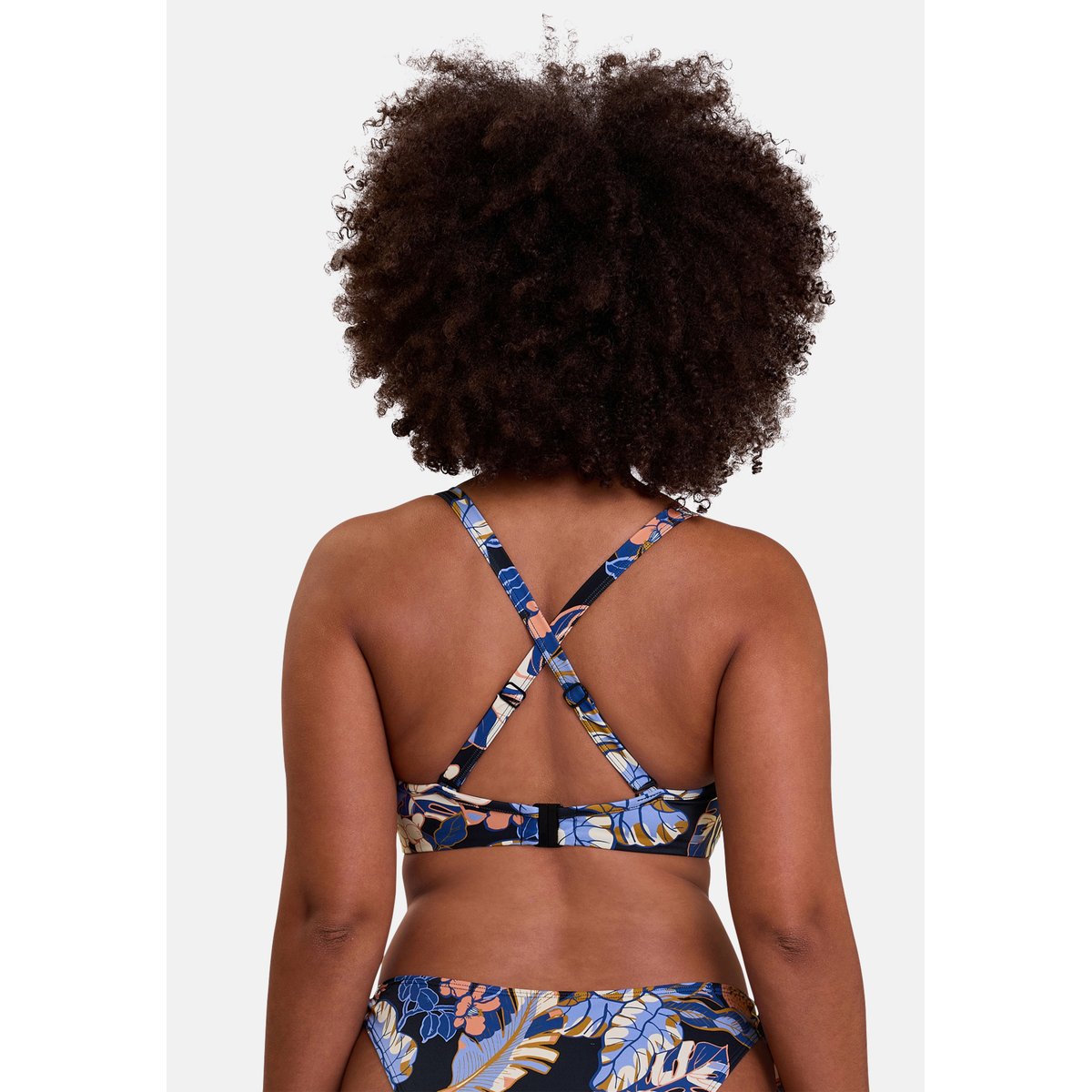 Haut de maillot de bain bandeau Fidji imprimé exotique noir, SANS COMPLEXE