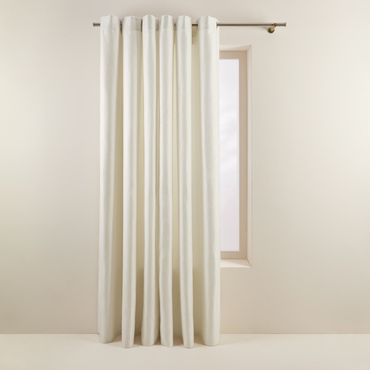 Rideau Oeillets Doublé Thermique en Tissage toile à l'effet satiné COCONUT ivoire, MADURA