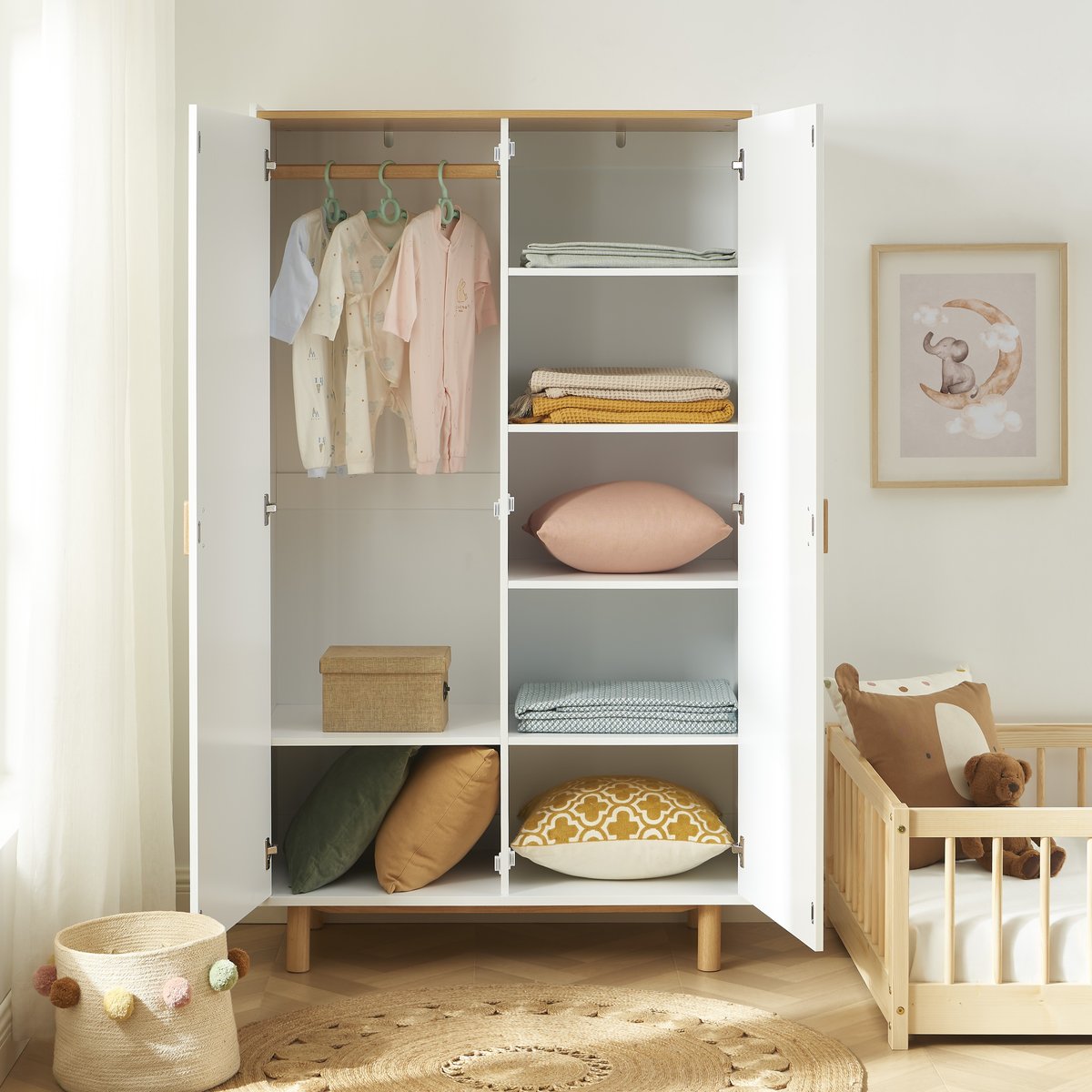 Armoire enfant 2 portes  AURA blanc, BAÏTA