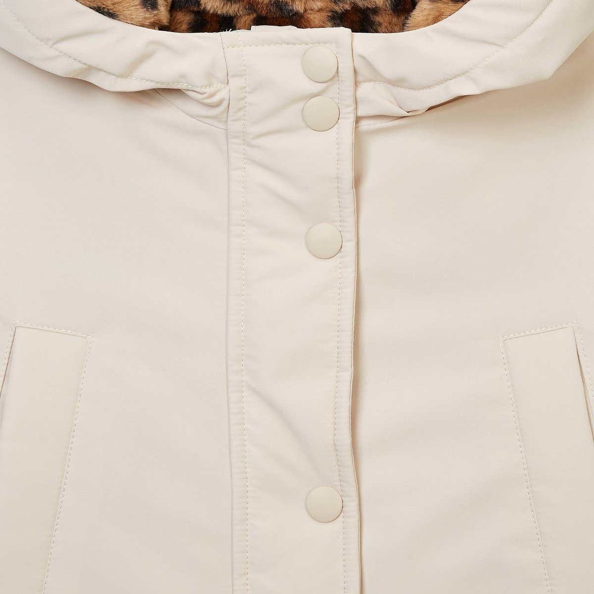 Parka uni imperméable fourrée à capuche parchemin, MONOPRIX