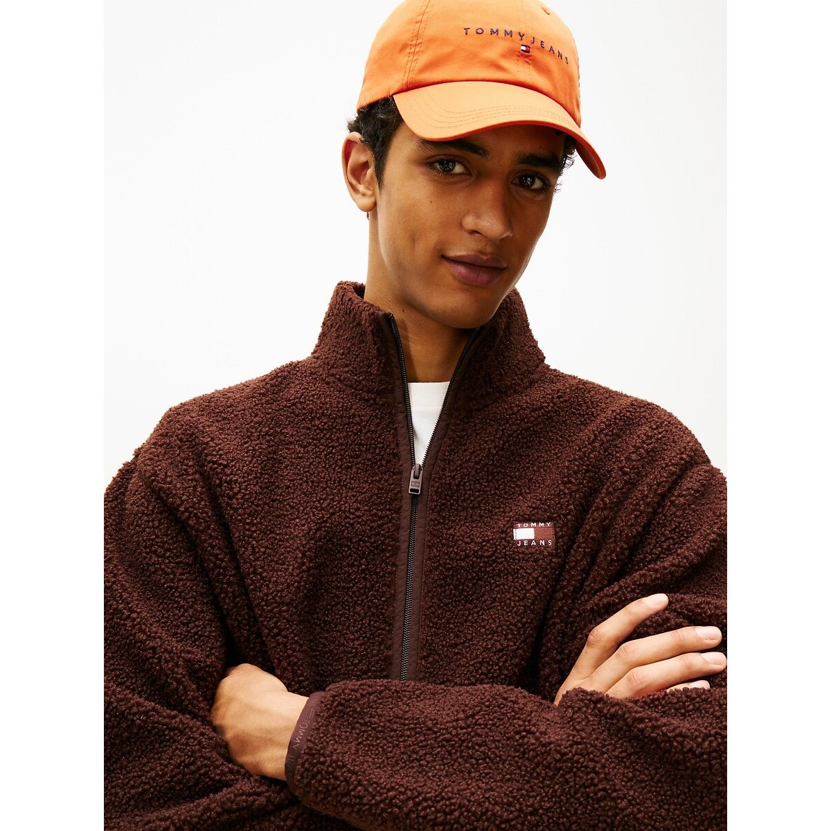 Polaire sherpa zippée marron, TOMMY JEANS