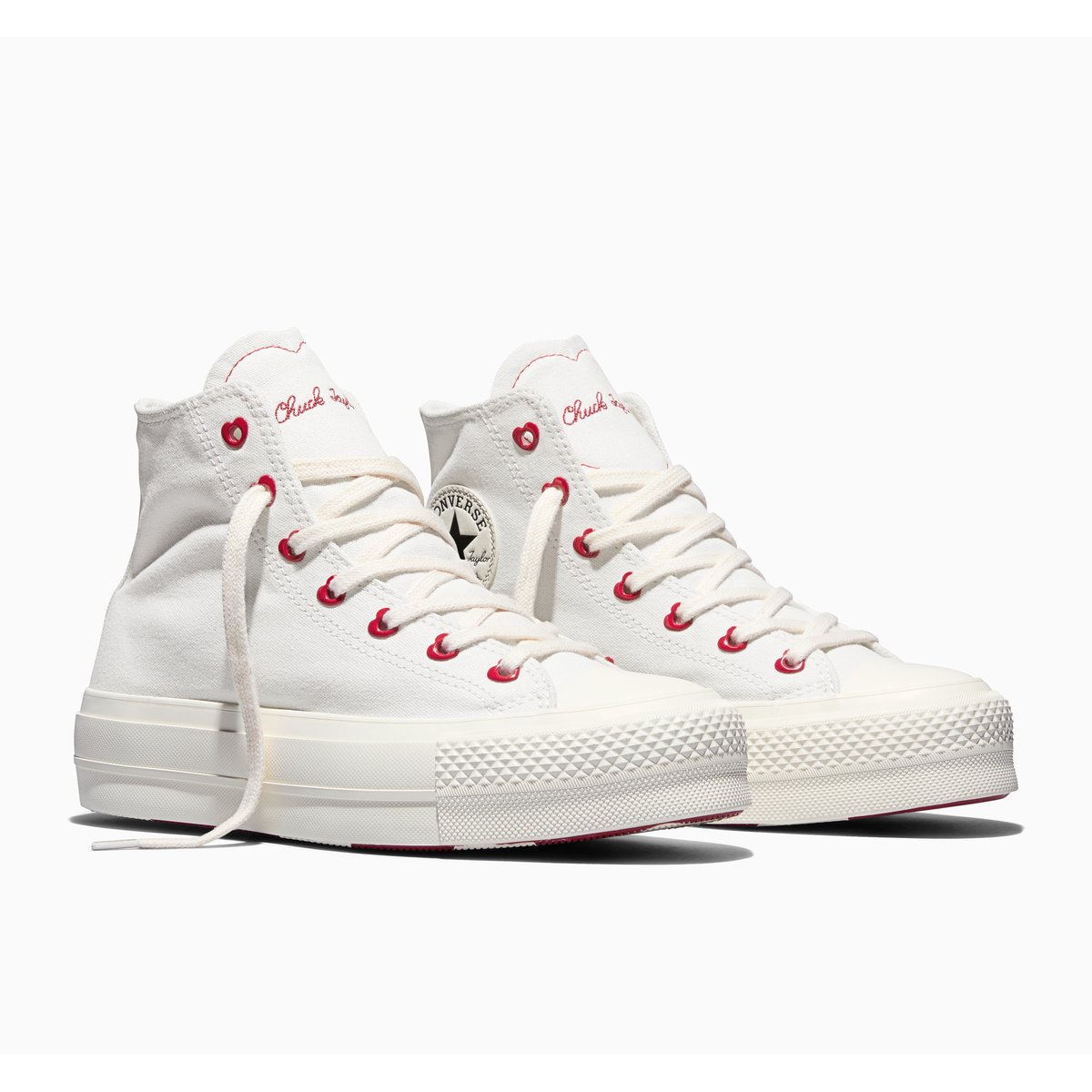Baskets CHUCK TAYLOR ALL STAR LIFT PLATFORM VALENTINE'S DAY vintage white/egret/days ahead red, CONVERSE