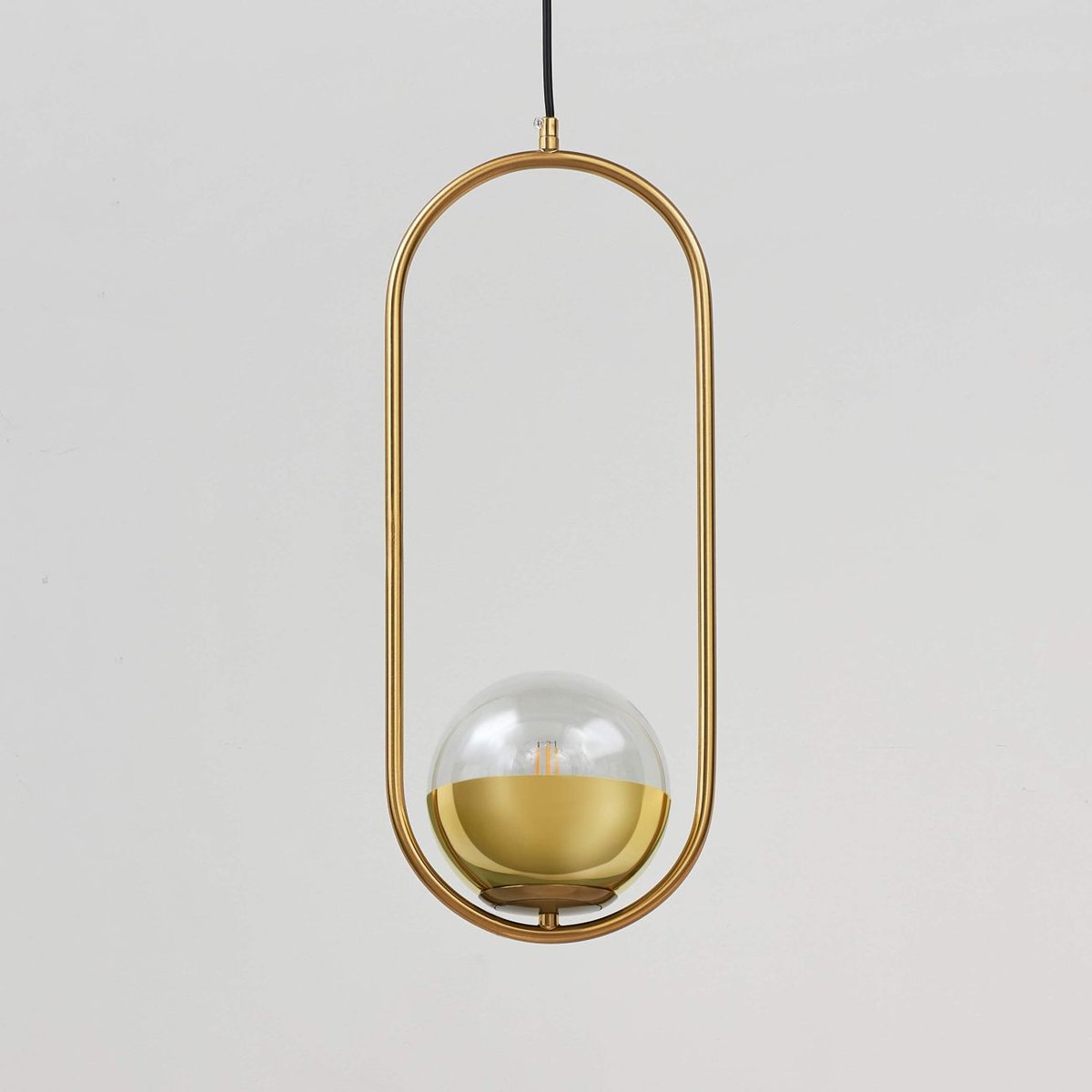 Suspension dorée à boule en verre - NUCCIA transparent et doré, KOSILUM