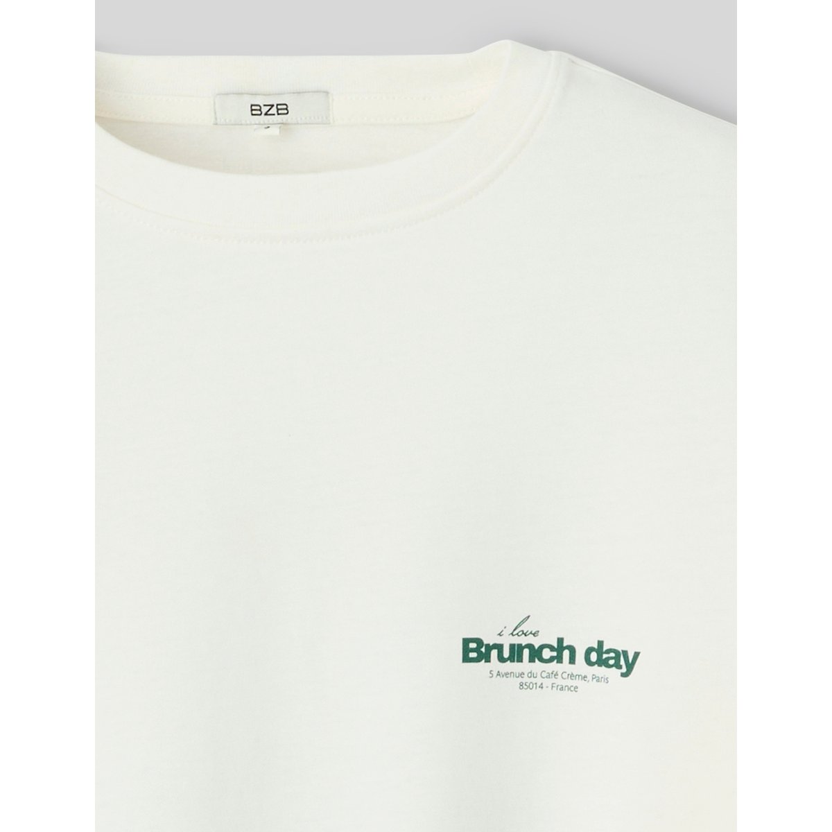 T-shirt imprimé manches courtes blanc écru, BZB