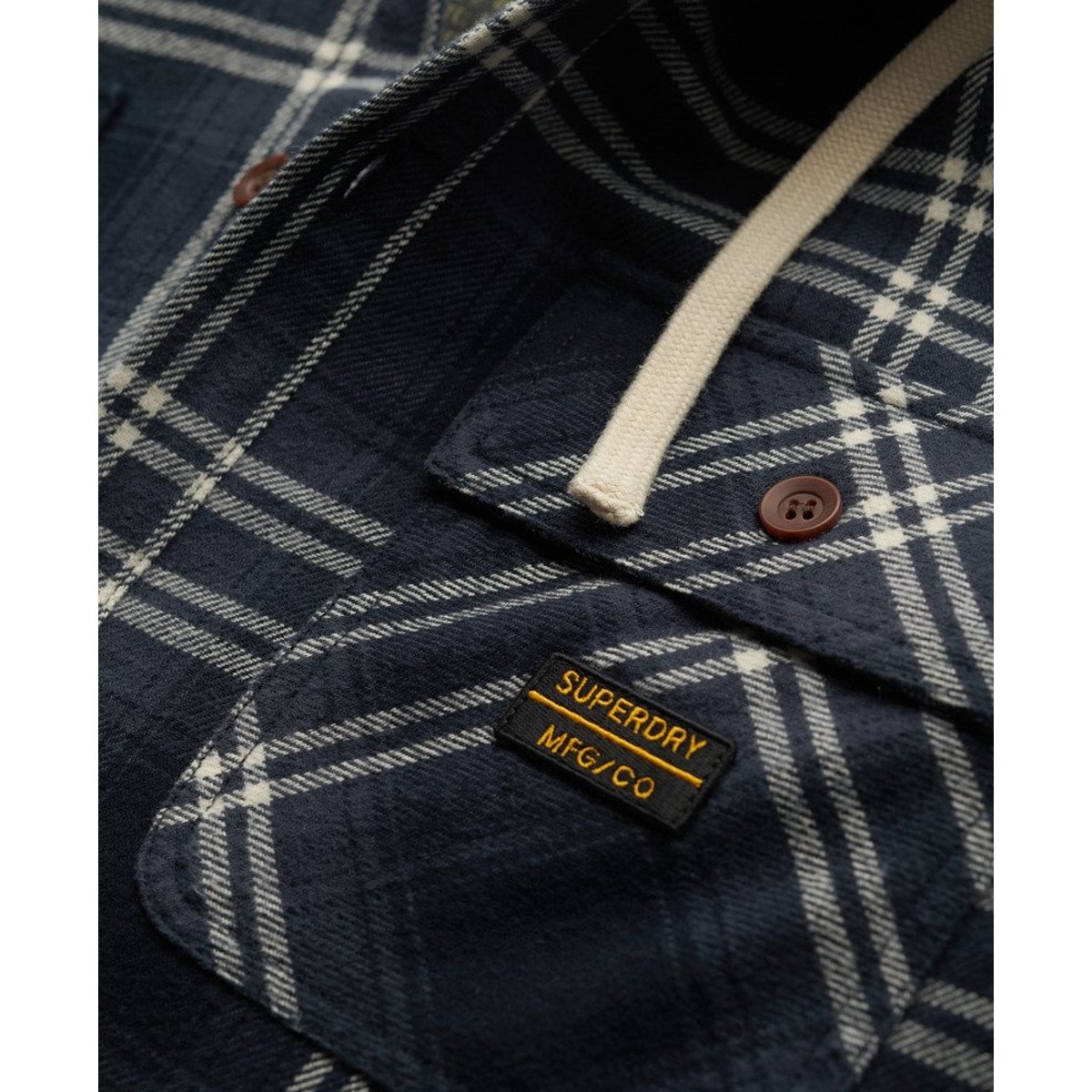 Chemise à capuche et à carreaux Surplus bleu marine à carreaux, SUPERDRY