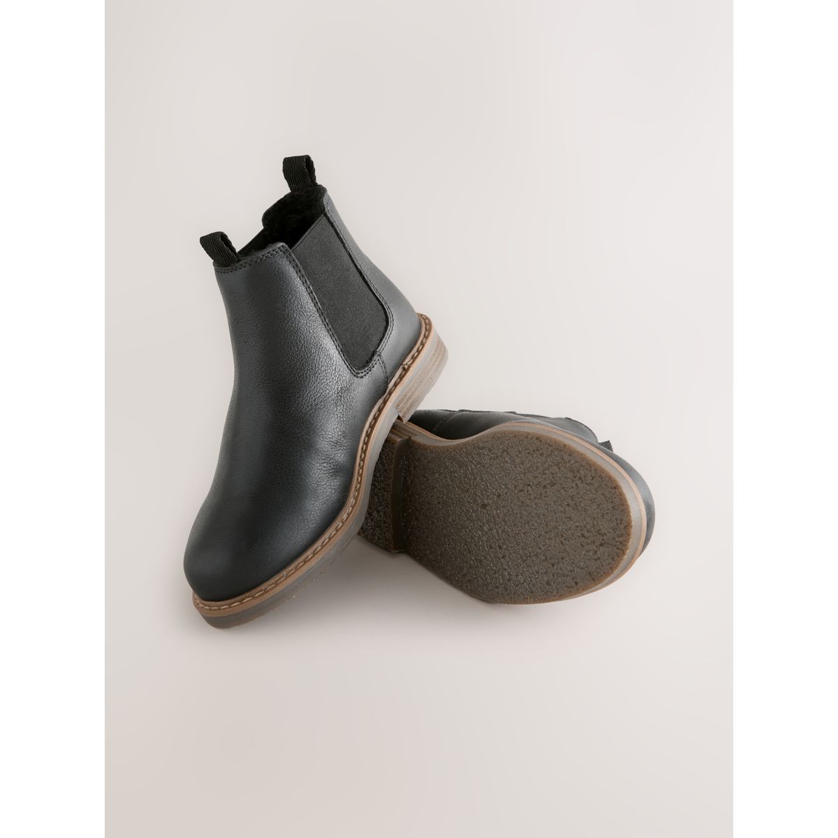 Bottes chelsea en cuir noir, NEXT