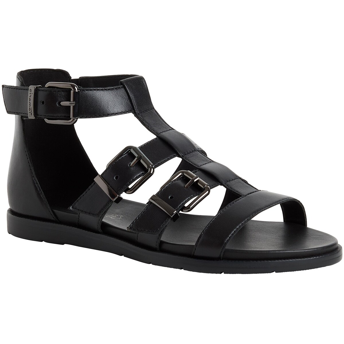 Flat Leather Sandals with Closed Heels black, TAMARIS