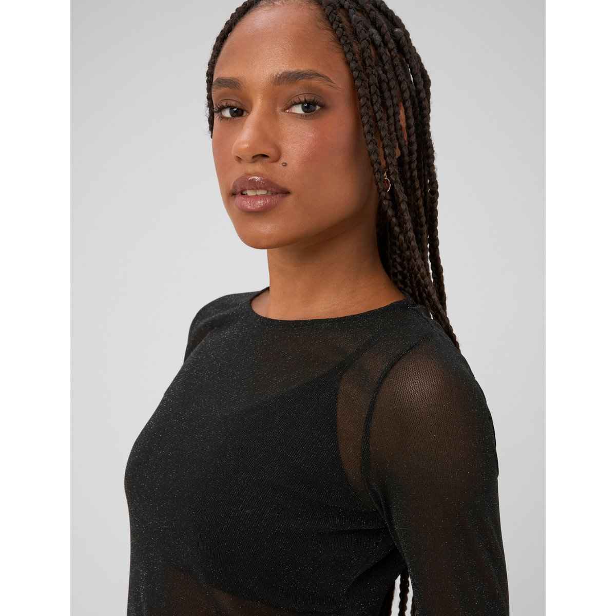 T-shirt manches longues pailleté noir, BZB