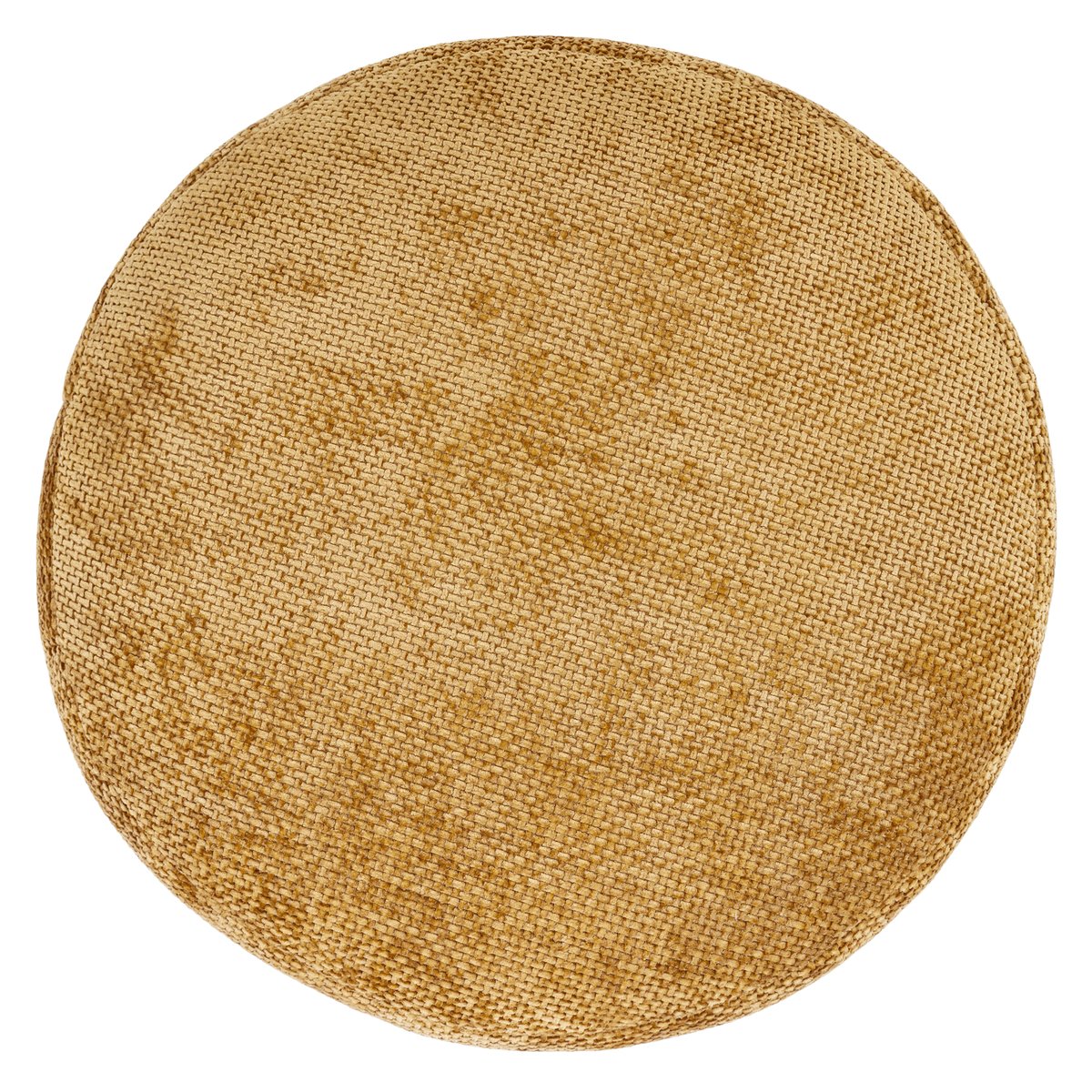 Pouf repose-pieds rond en tissu chenille Oeko-Tex® - MILANO moutarde, ICON