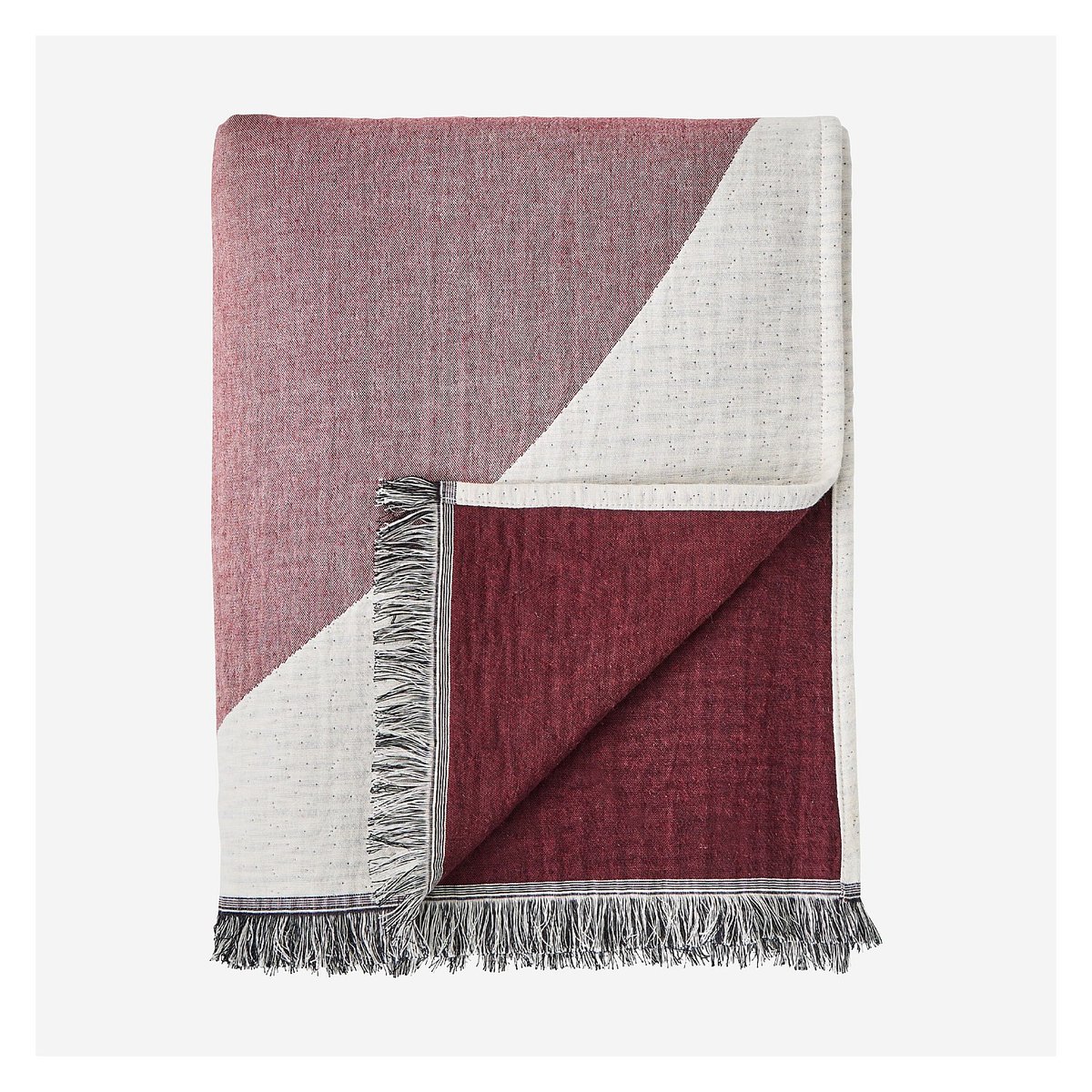 Plaid coton BONNIE bordeaux, HABITAT