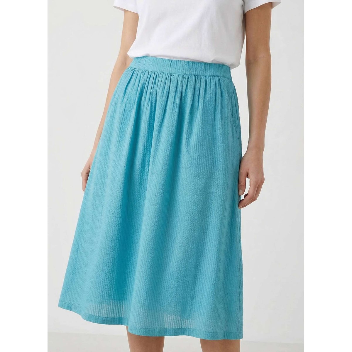 Jupe midi coton gaufré GAELA bleu turquoise gaela, PRINCESSE NOMADE