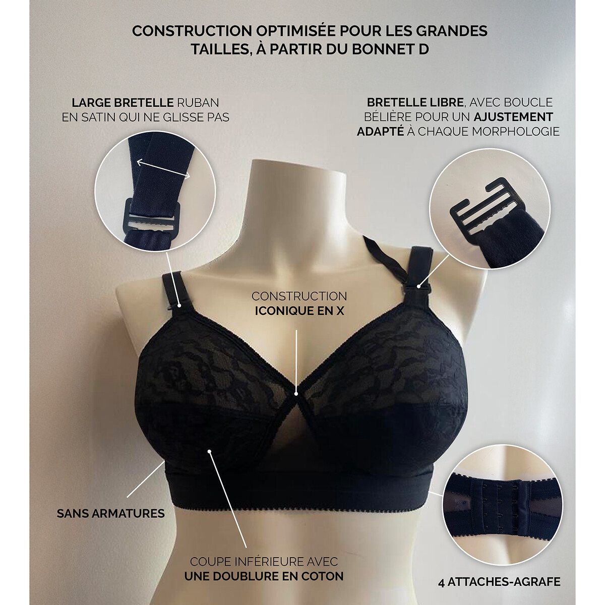 Soutien sem armação, Cœur Croisé bege, PLAYTEX