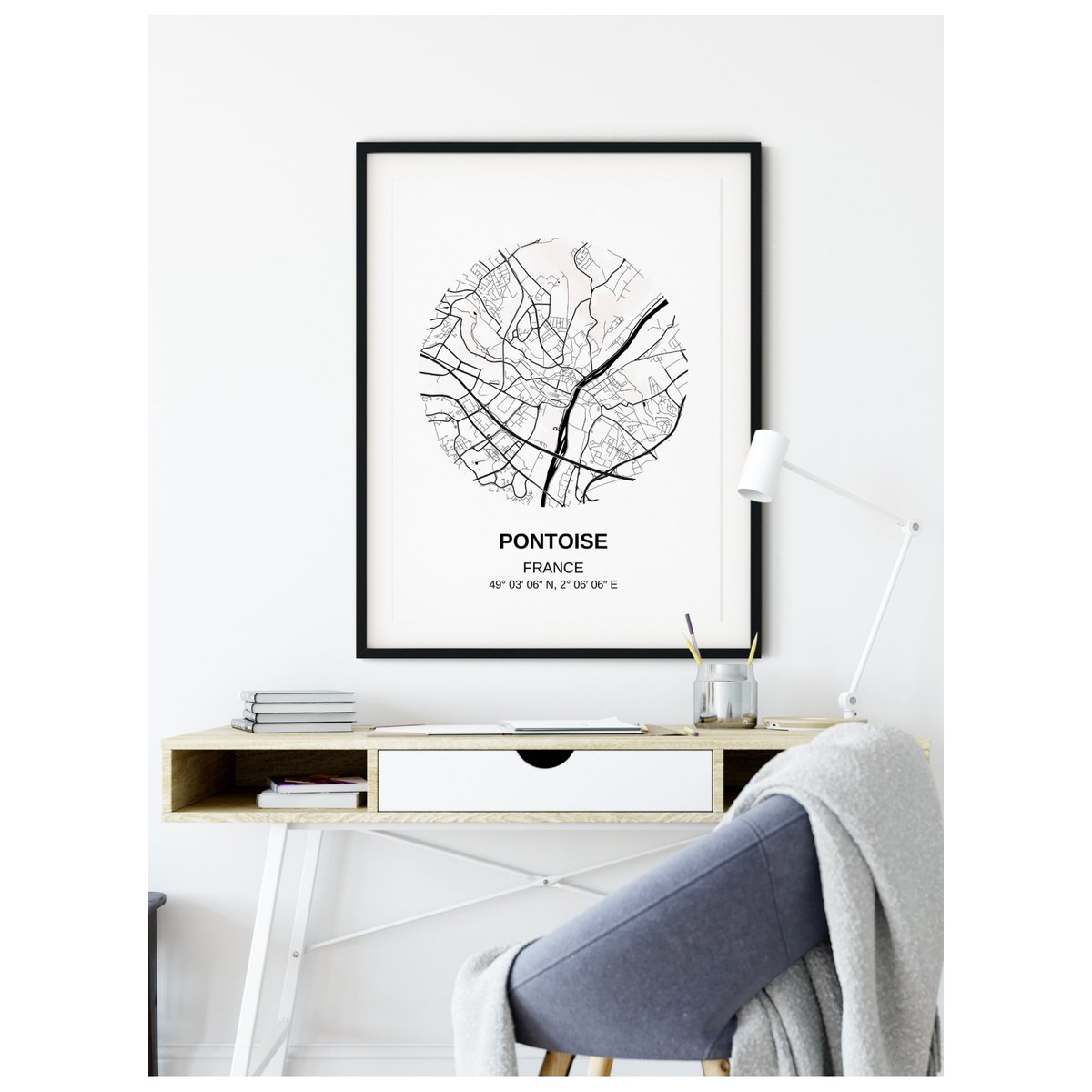 Affiche Carte Pontoise blanc, L'AFFICHERIE