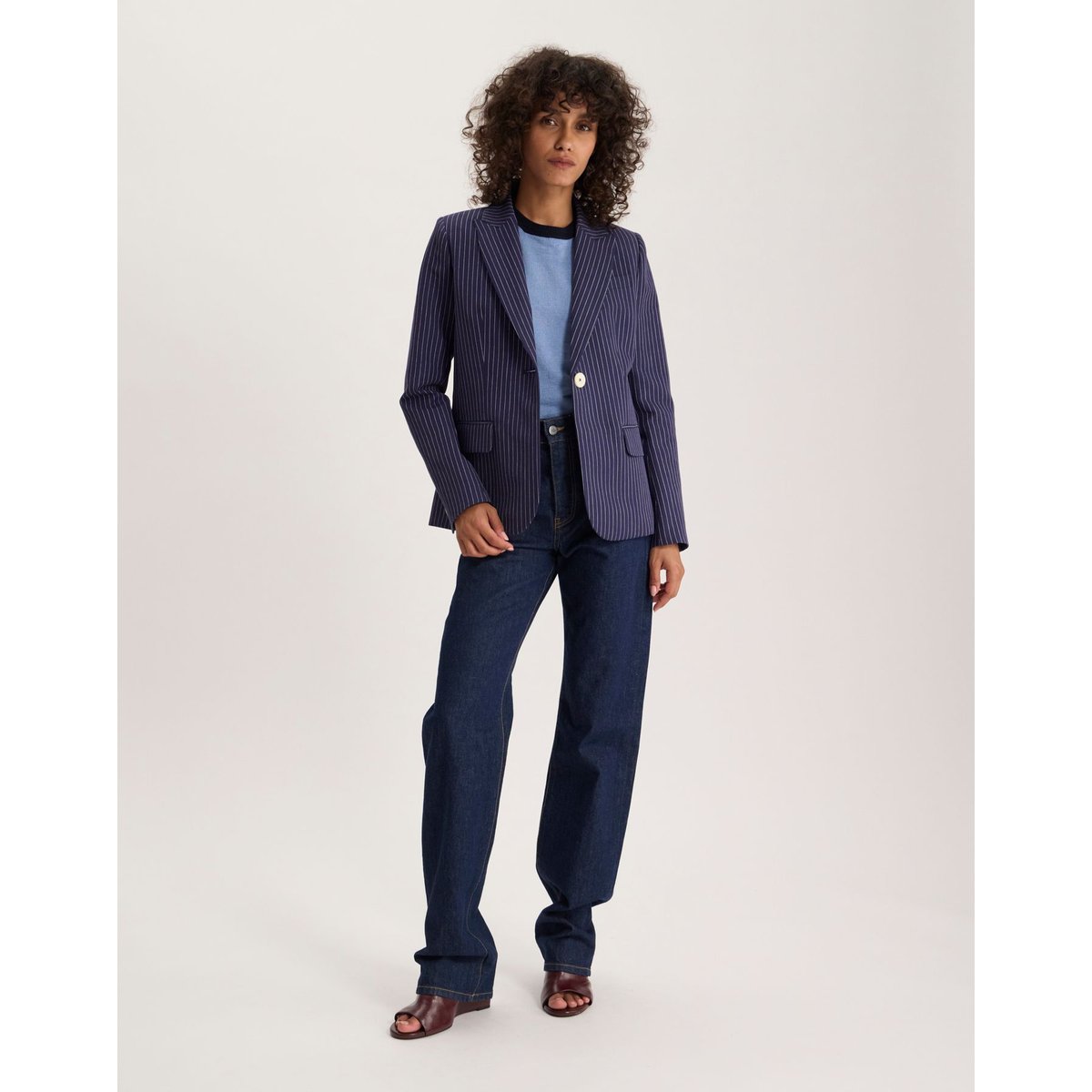 Veste Nicoletta en lin bleu marine, INES DE LA FRESSANGE PARIS