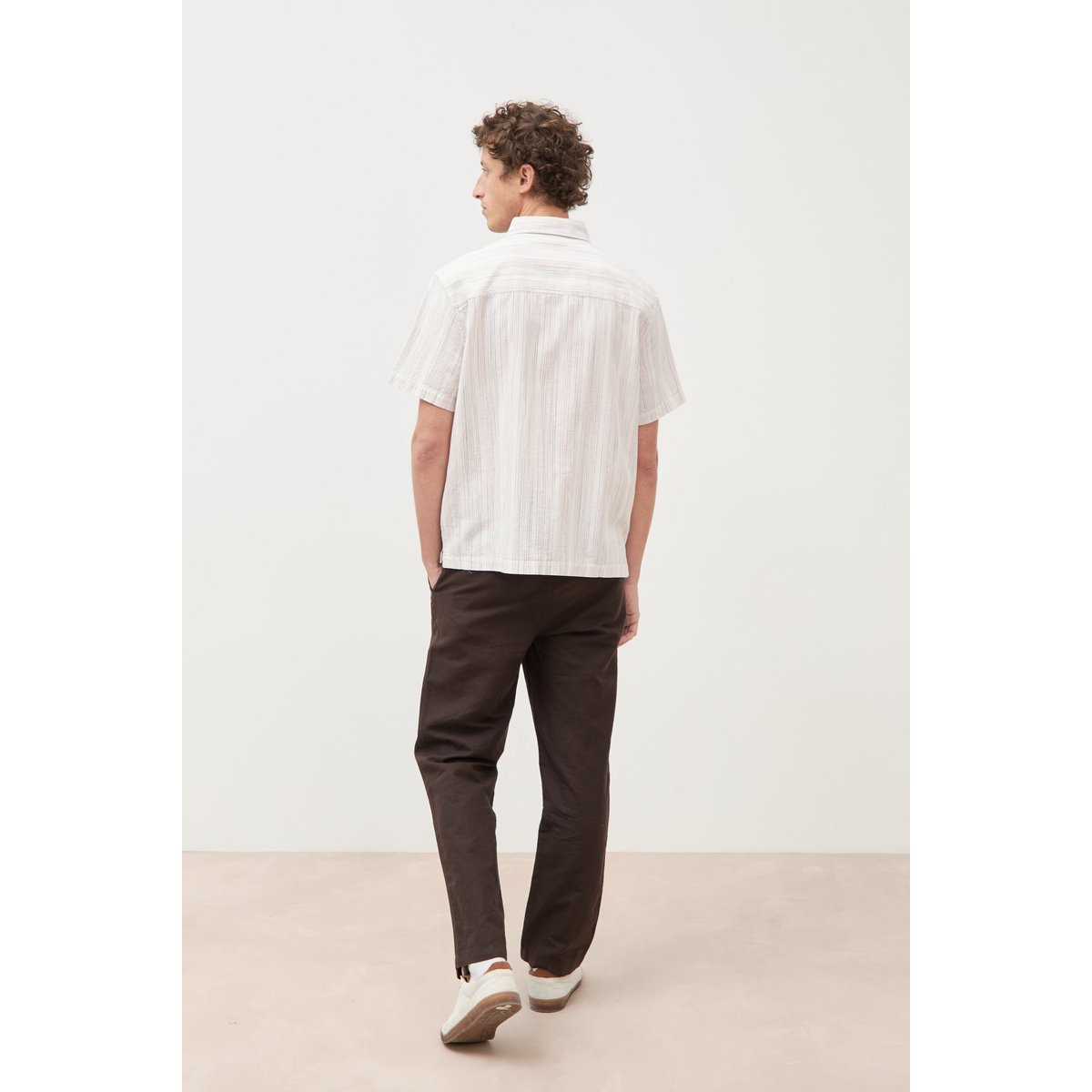 Col en maille coton manches courtes ecru, BONOBO