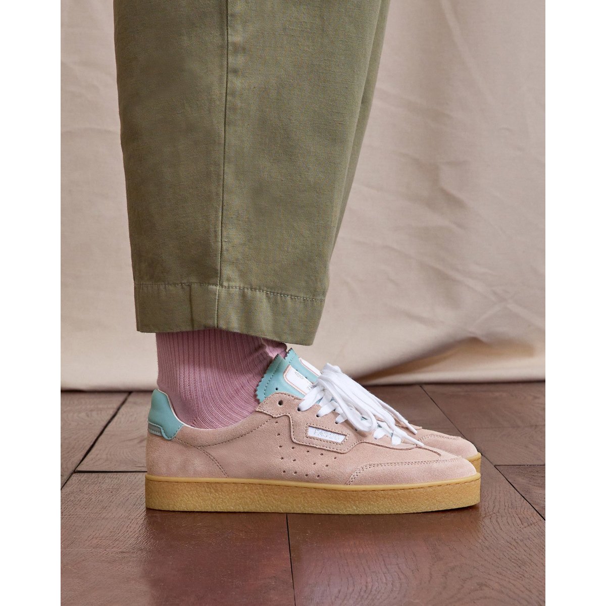 Baskets basses suede LUMBO rose grisé, FAGUO