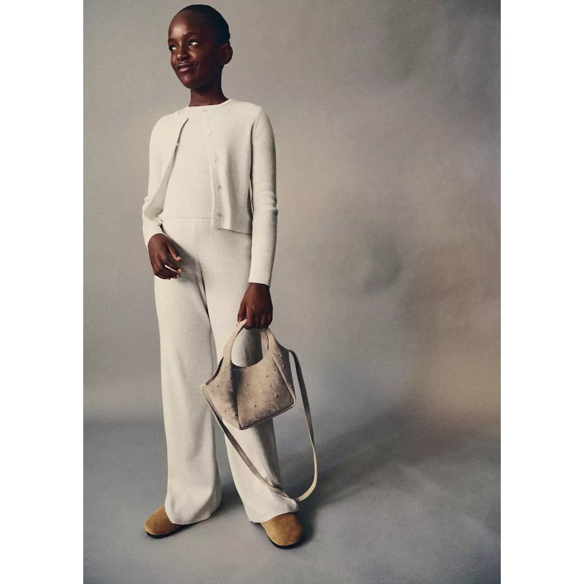 Sac clouté cuir sable, MANGO KIDS