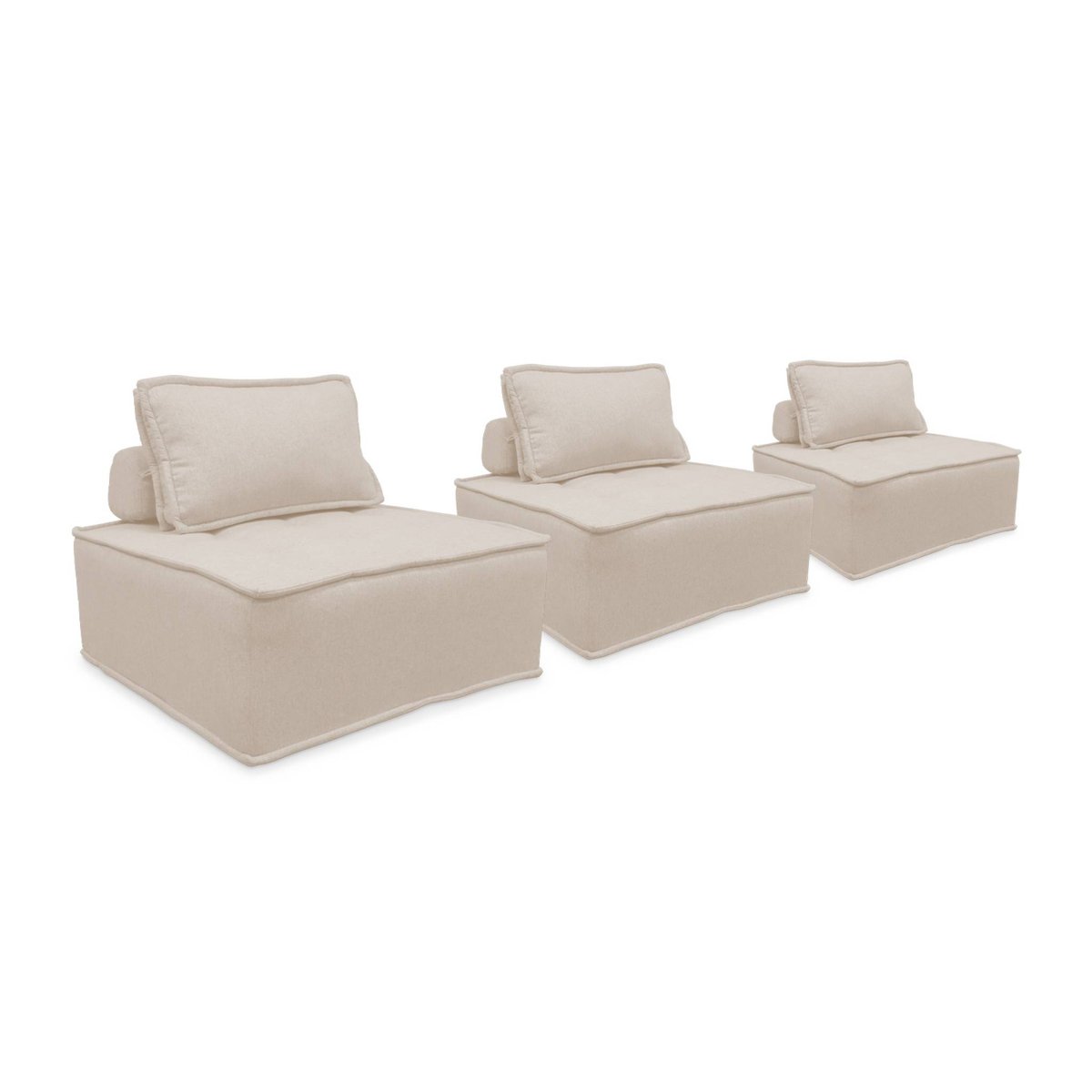 Chauffeuse pour canapé modulable tissu capitonné (lot de 3) DAO crème, SWEEEK