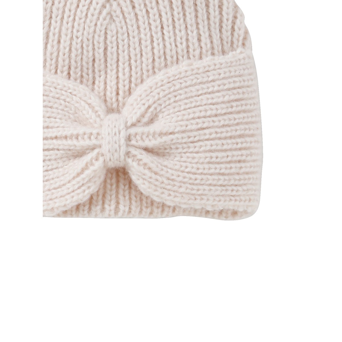 Bonnet en maille côtelée avec noeud fantaisie beige chiné, VERTBAUDET