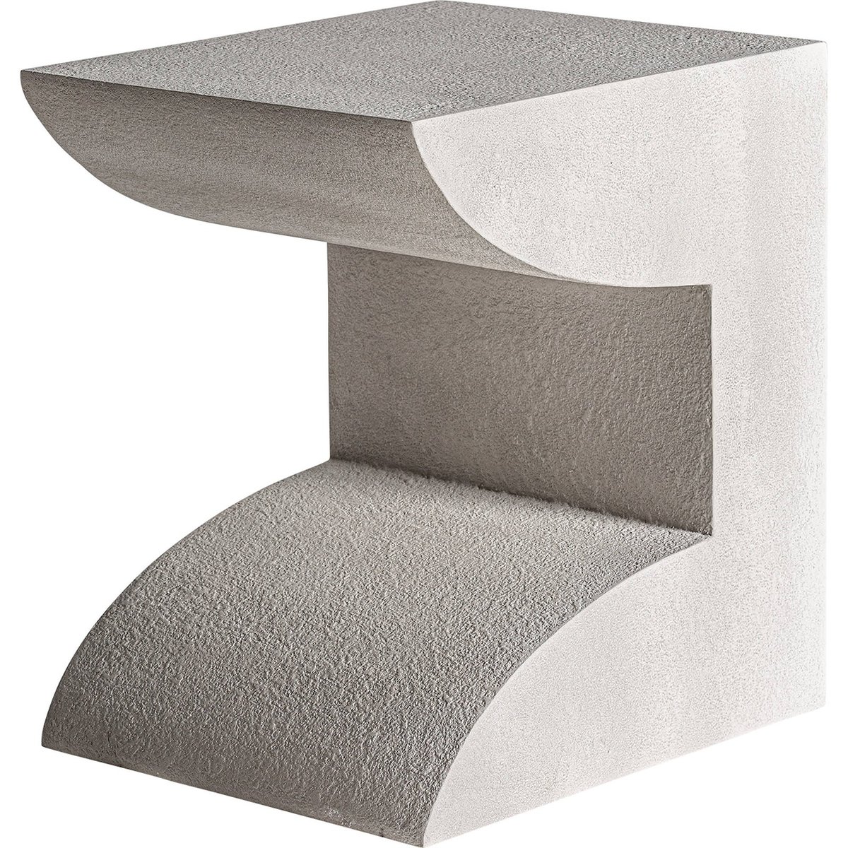 Table basse art déco en ciment blanc cassé effet minéral, RECOLLECTION