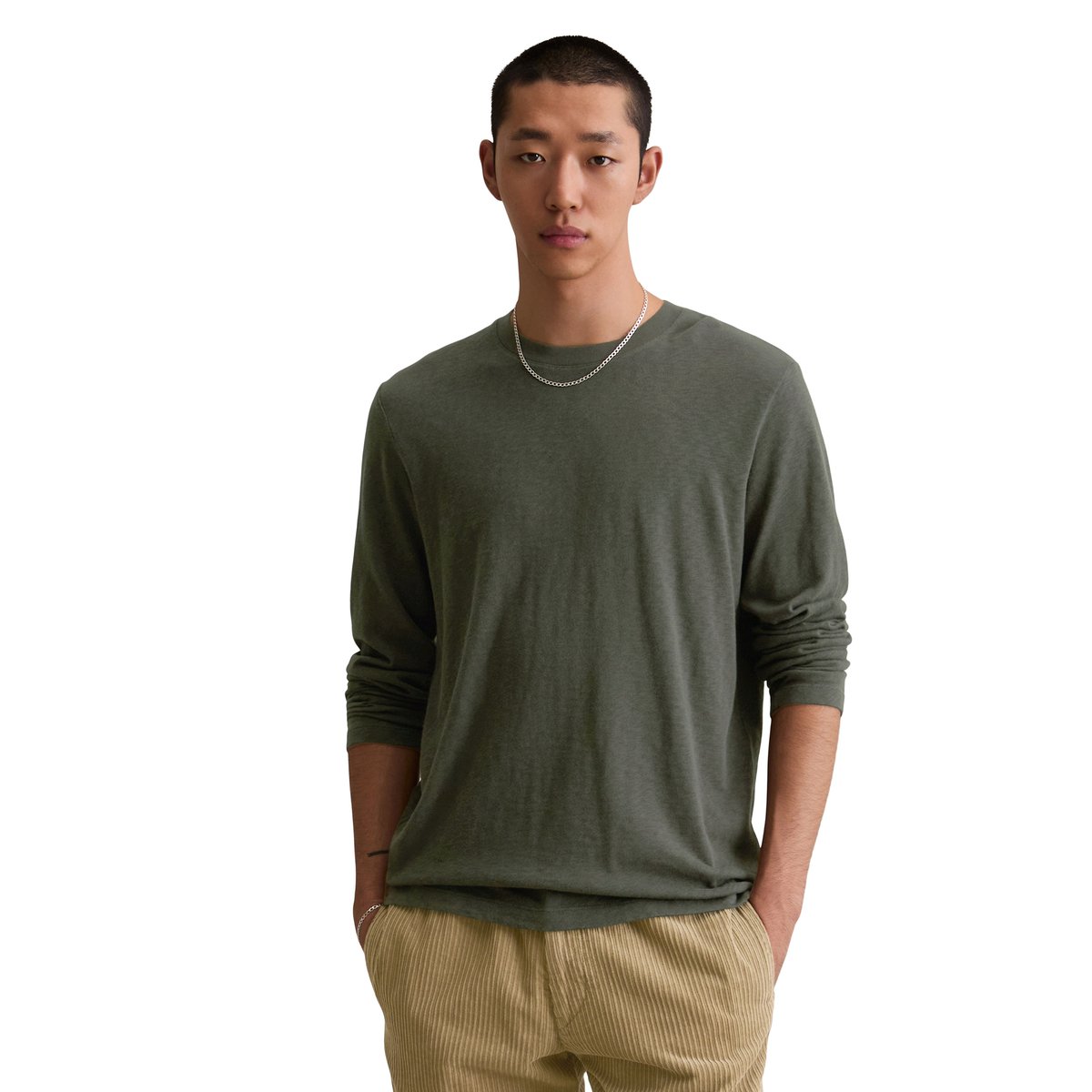 DfC Longsleeve regular en qualité lourde de jersey slub noir, MARC O’POLO DENIM