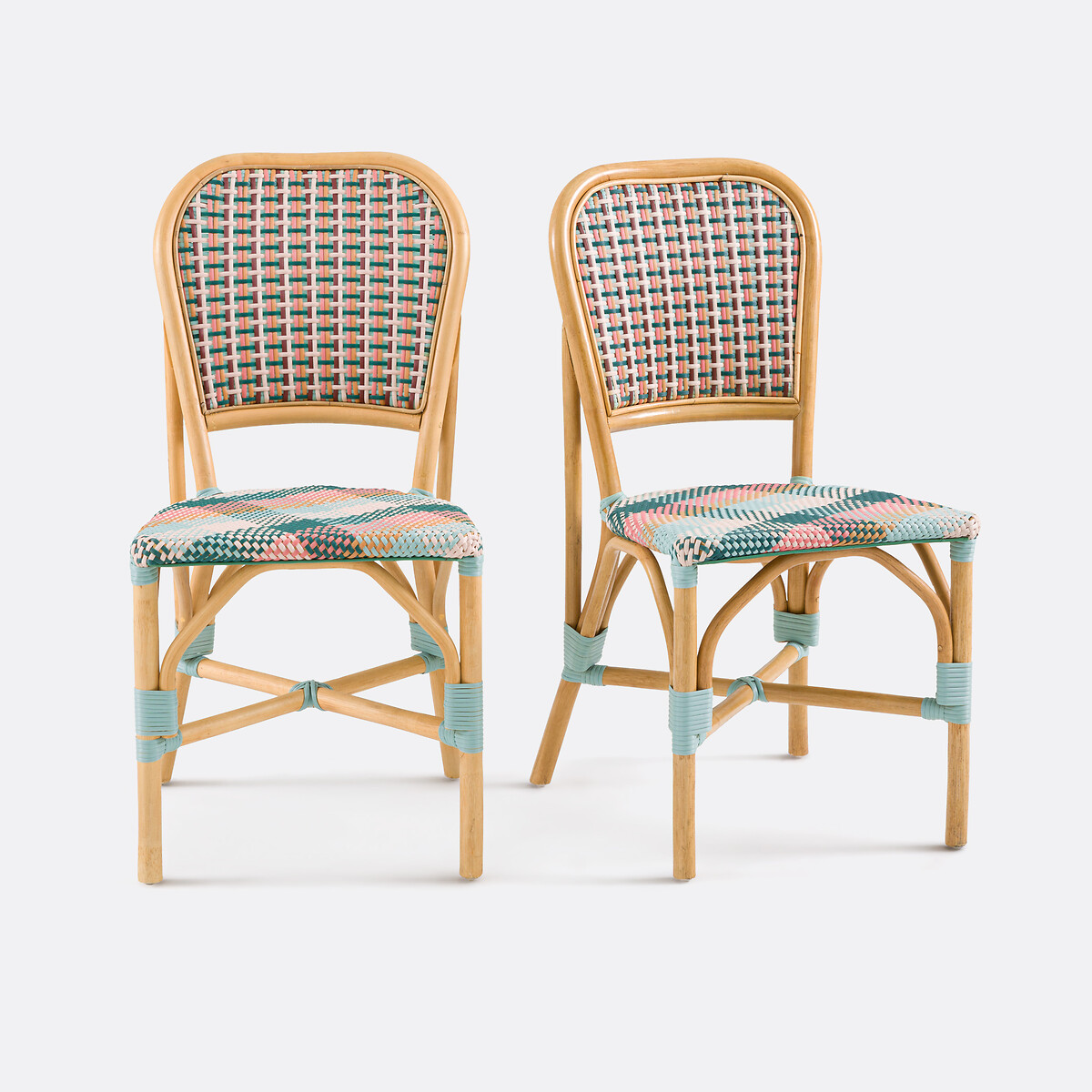 Lot de 2 chaises tressées tartan, Musette multicolore rose, LA REDOUTE INTERIEURS