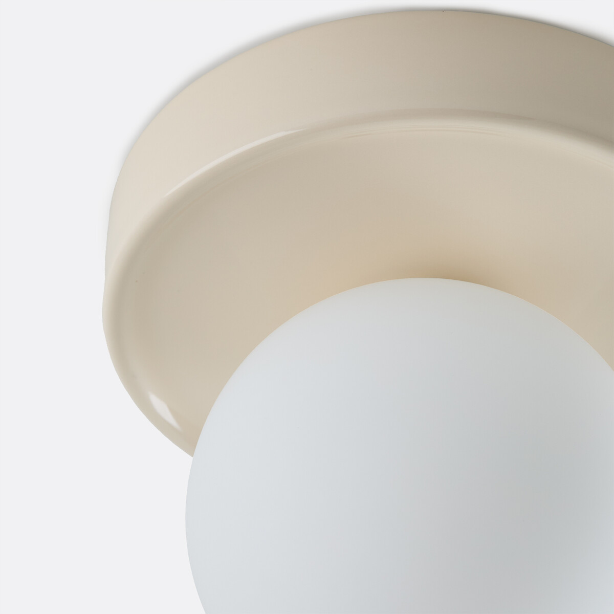 Plafondlamp of wandlamp, rond, keramiek en opaline glas, diameter 22,5 cm, HOLI ecru, LA REDOUTE INTERIEURS