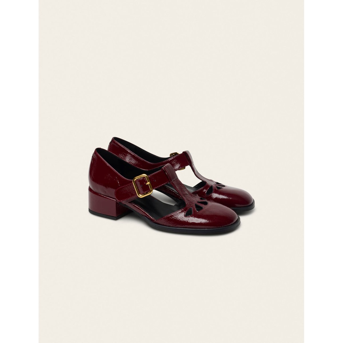 Escarpins OMI cuir plissé verni bordeaux, ODAJE