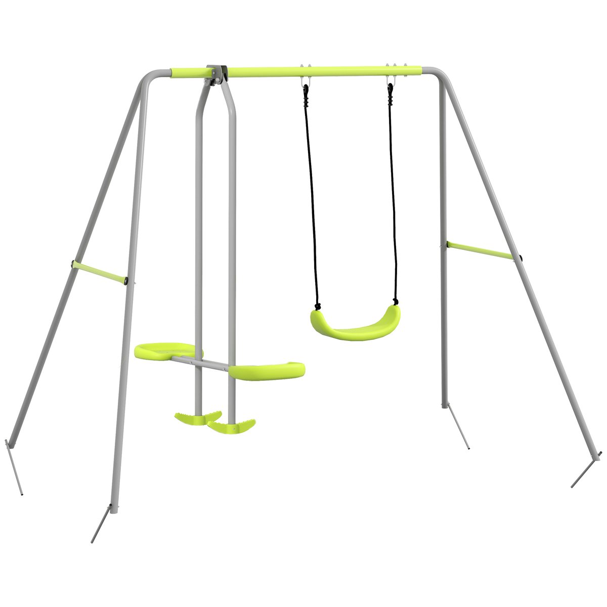 Balançoire pour enfants Métal Vert gris, OUTSUNNY