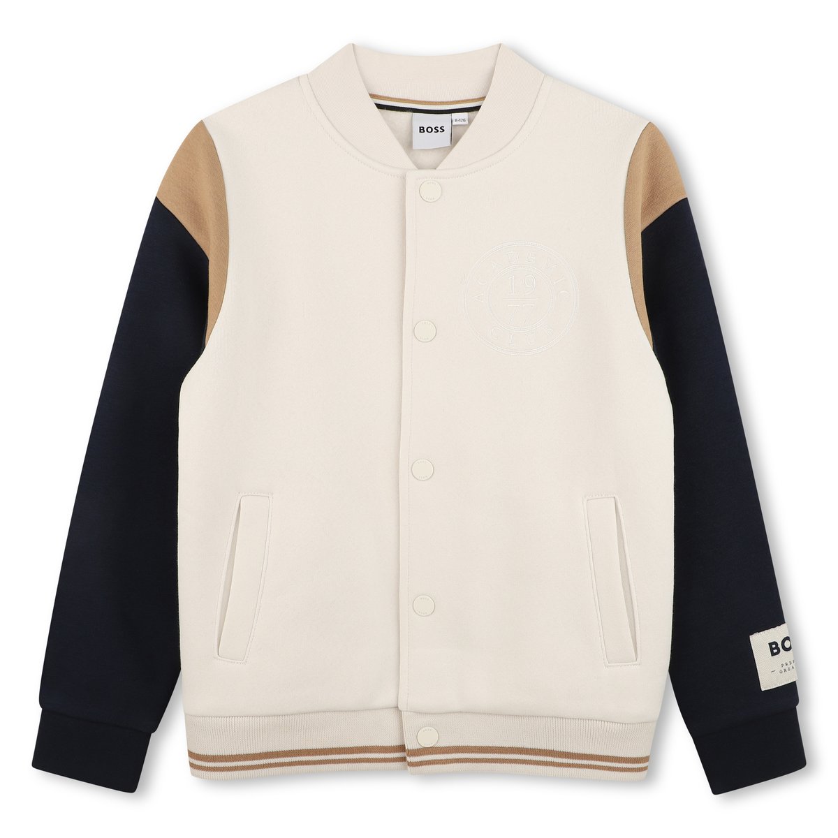 Cardigan siglé ivory, BOSS KIDSWEAR