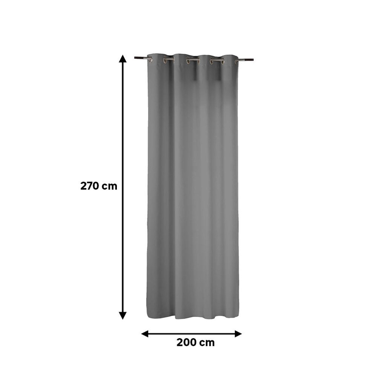 Rideau tamisant en polyester et lin, AYDEN gris anthracite, INSPIRE
