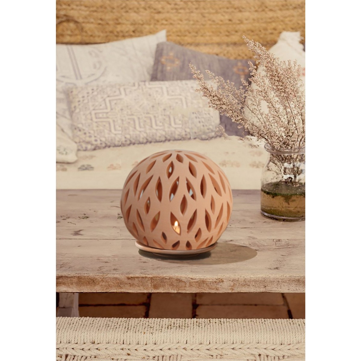 Photophore en terre cuite naturelle, KURO beige, GERARD LAMY