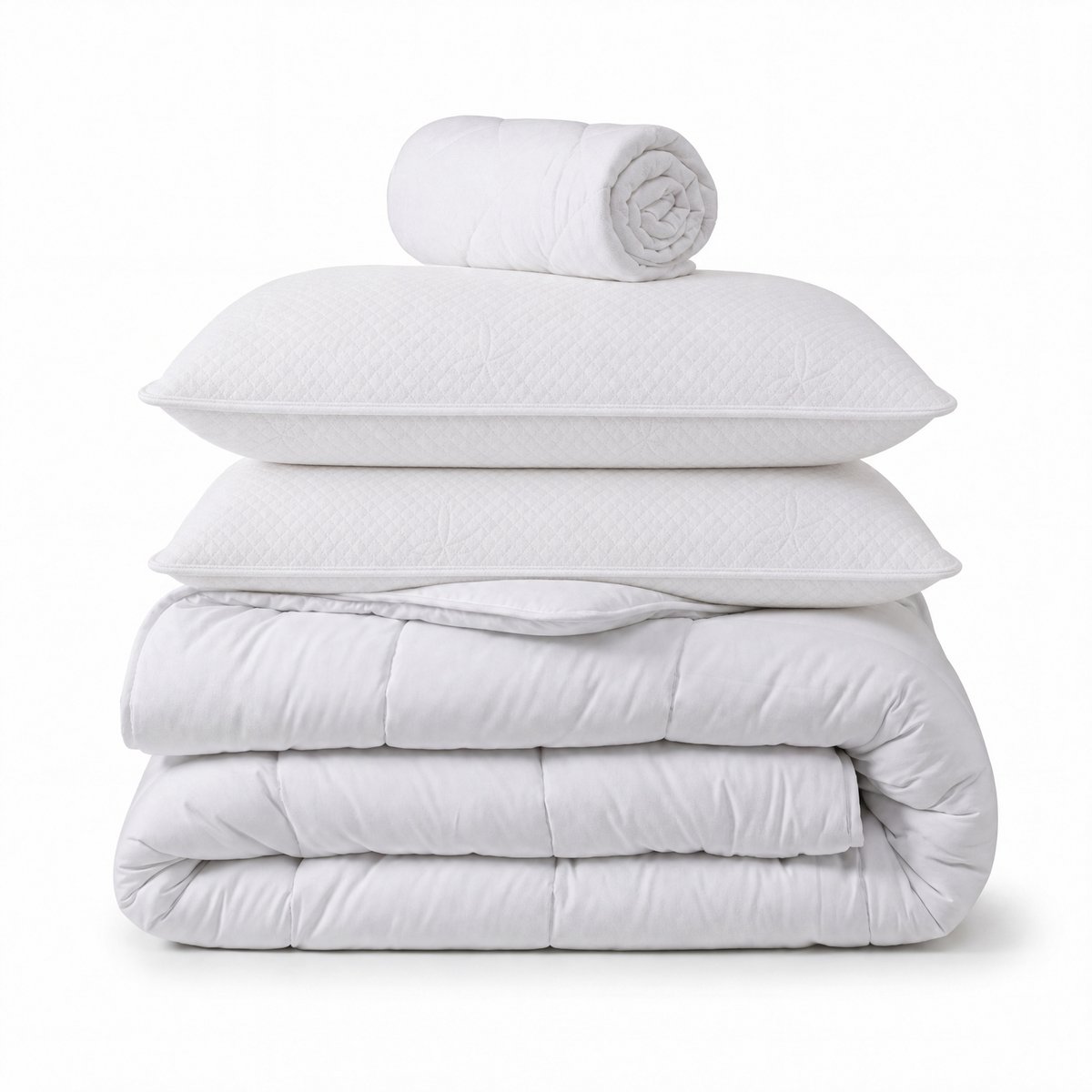 Pack Bellevue 90x200 cm Matelas Ressorts ensachés + Sommier Bois + Accessoires blanc, BELLECOUR