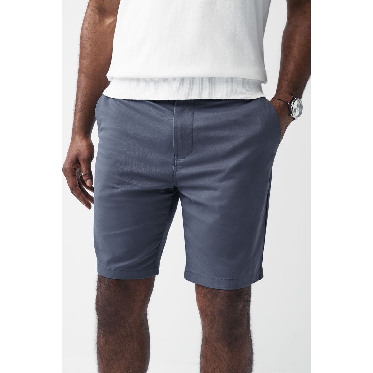 Short chino stretch bleu moyen, NEXT