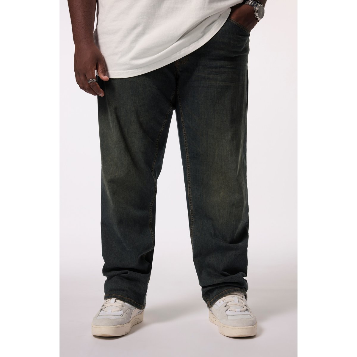 Jean ventre confort 5 poches, Dirty Denim bleu jean, STHUGE