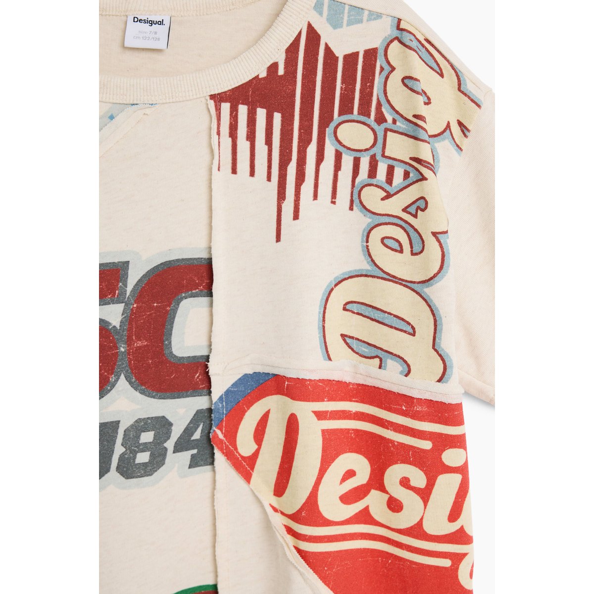 T-shirt imprimé avec logo beige, DESIGUAL