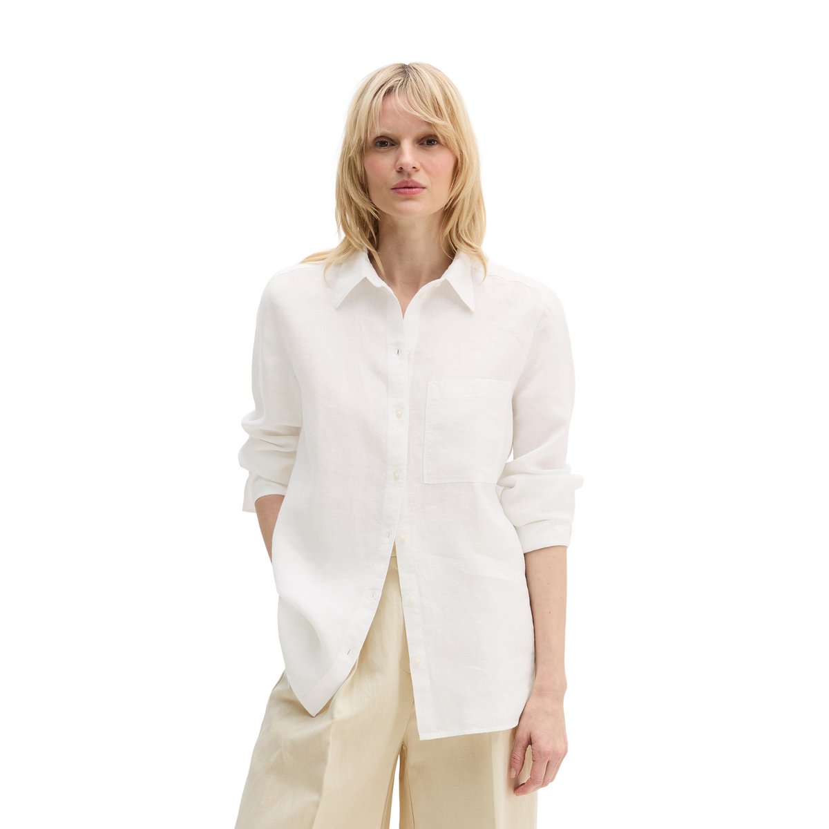 Blouse en lin regular en qualité légère blanc, MARC O'POLO