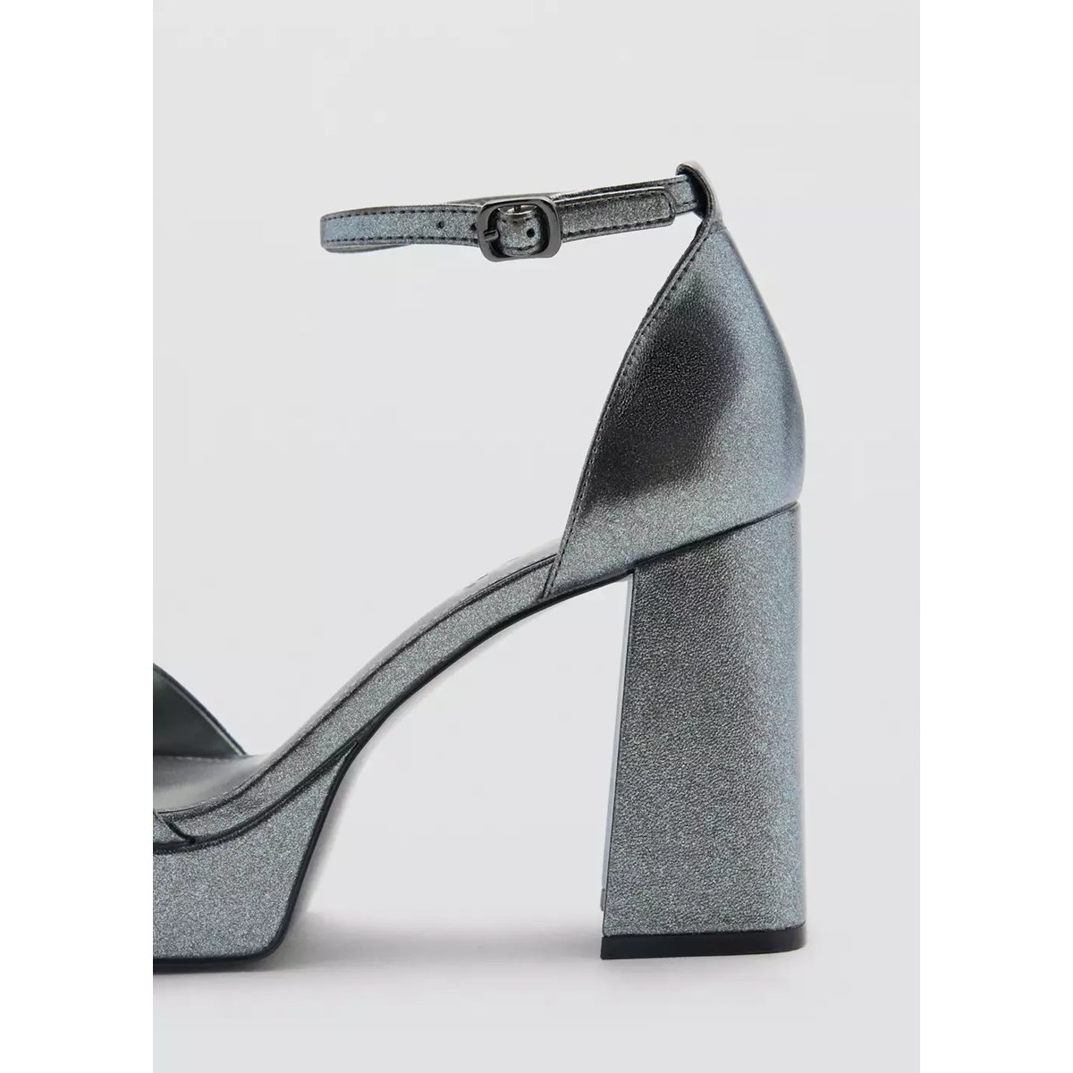 Sandales talon métallisées bleu, MANGO TEEN