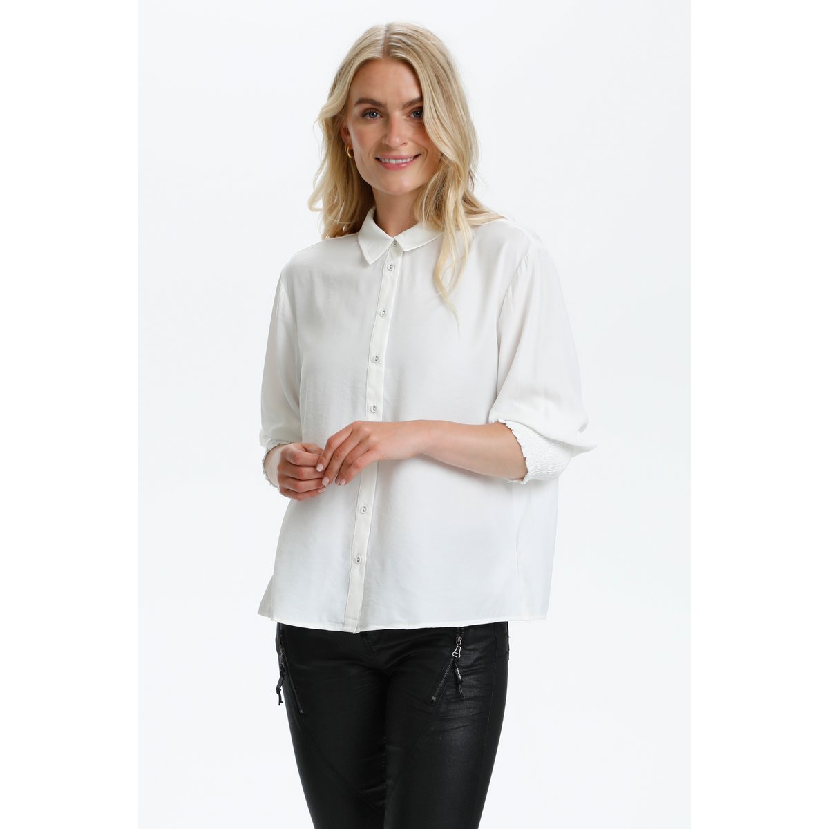 Short sleeved shirt blanc chalk, CREAM