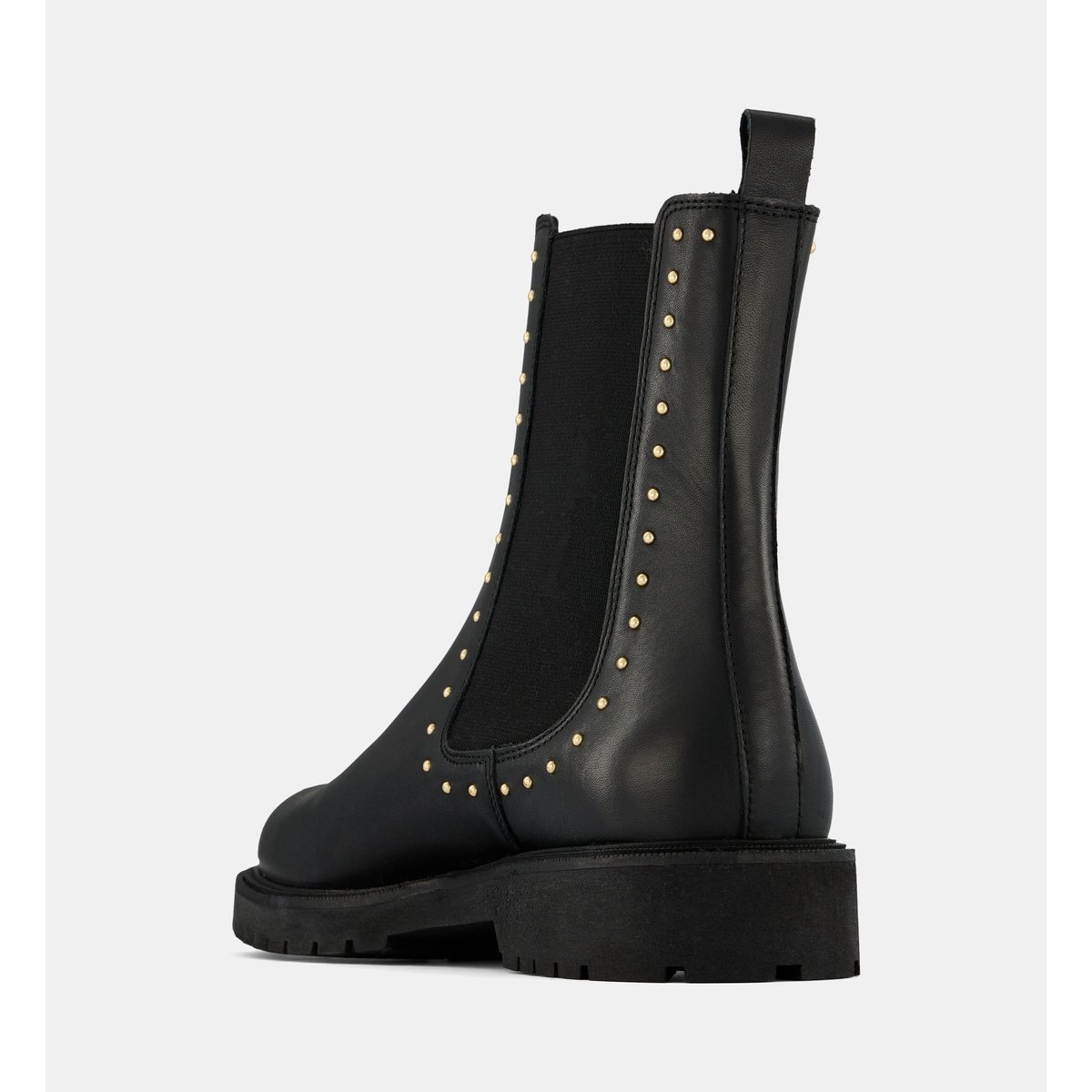 Boots chelsea plates céleste avec studs cuir noir, GALERIES LAFAYETTE