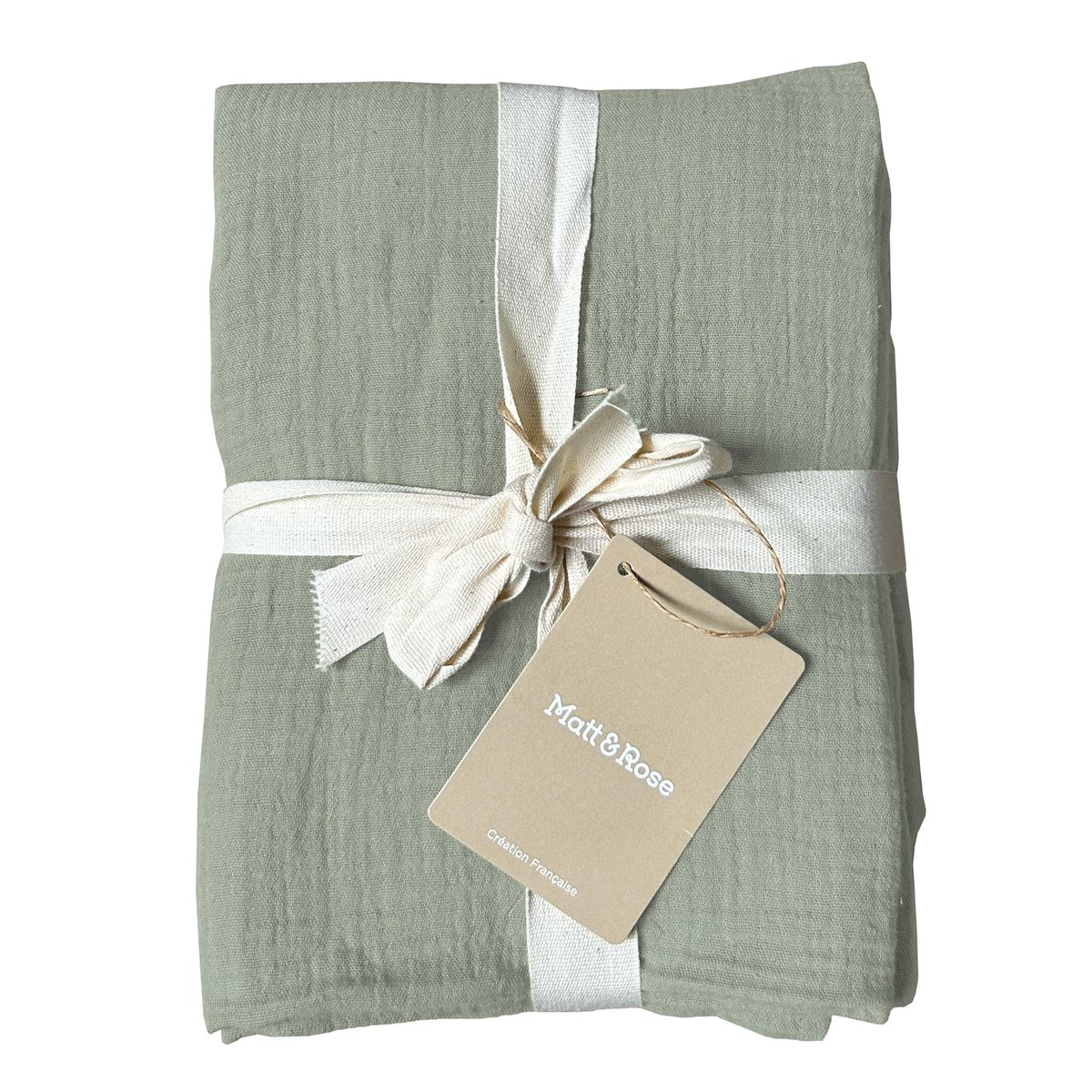 Set de 2 taies d'oreiller unies en coton, GAZE DE COTON lichen, MATT ET ROSE