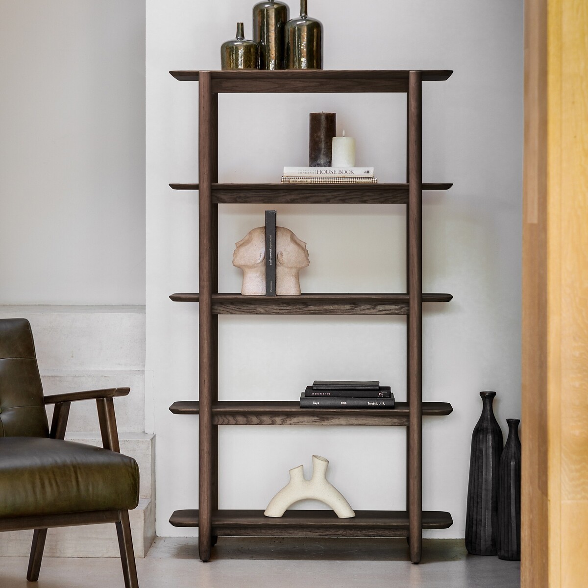Hale Smoked Wood Open Display Shelving Unit smoked oak, ÉDITÉ