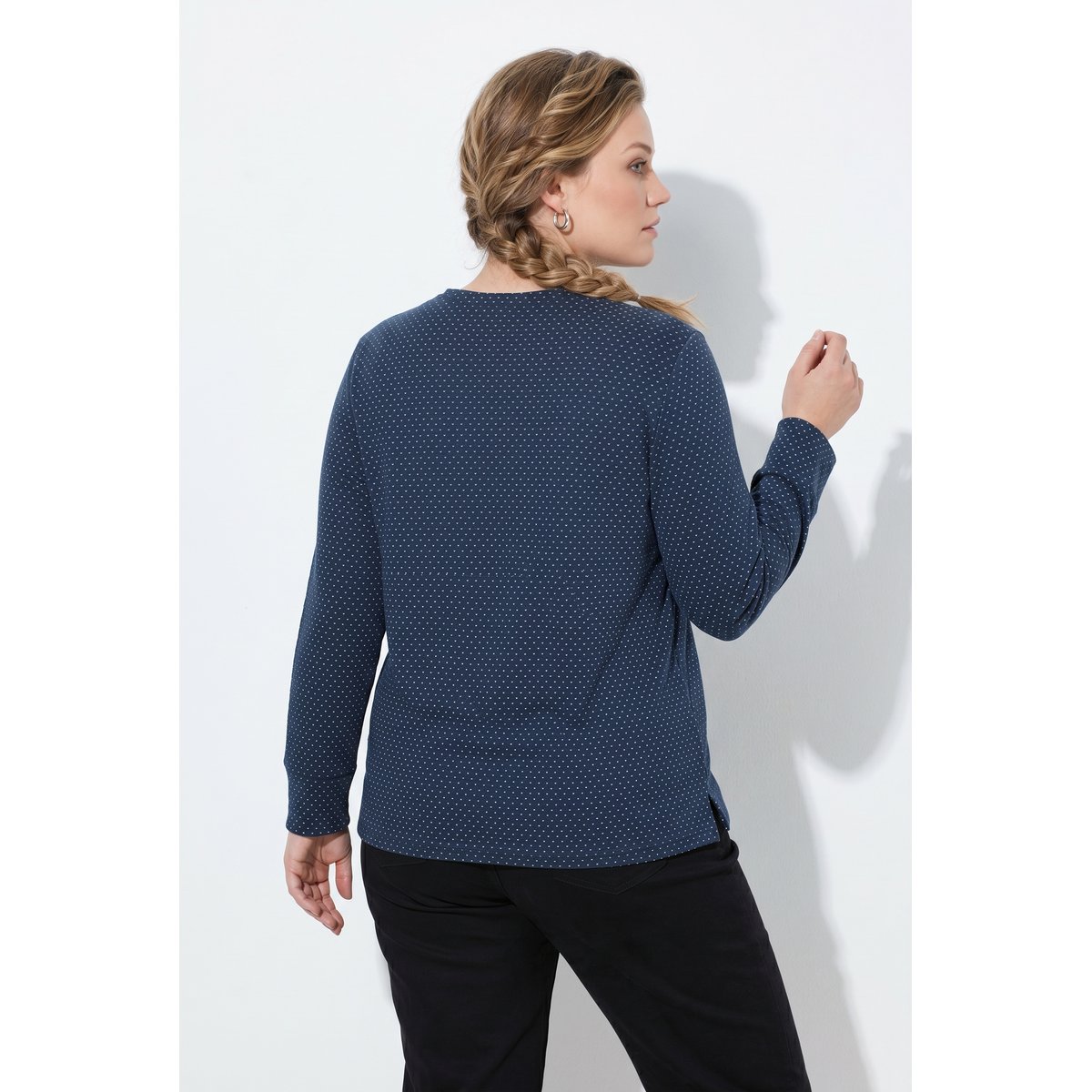 T-shirt en coton bio, cœurs / rayures marine, ULLA POPKEN
