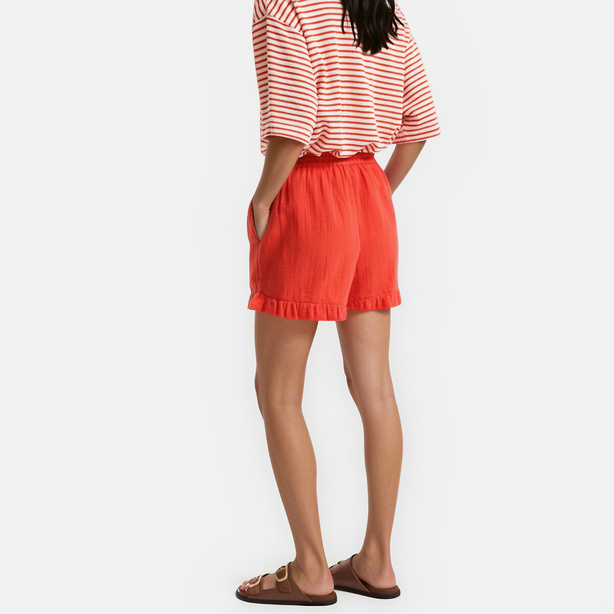Short à volants et taille élastiquée rouge grenadine, LA REDOUTE COLLECTIONS