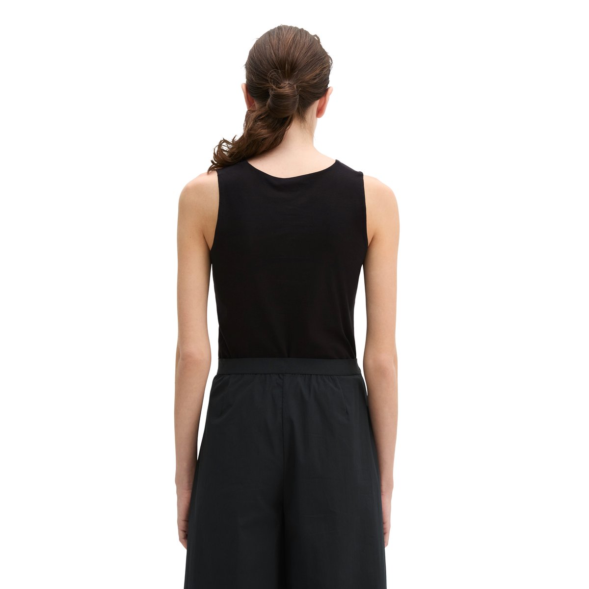 Haut à col en V, coupe ajustée en jersey stretch doux noir, MARC O'POLO