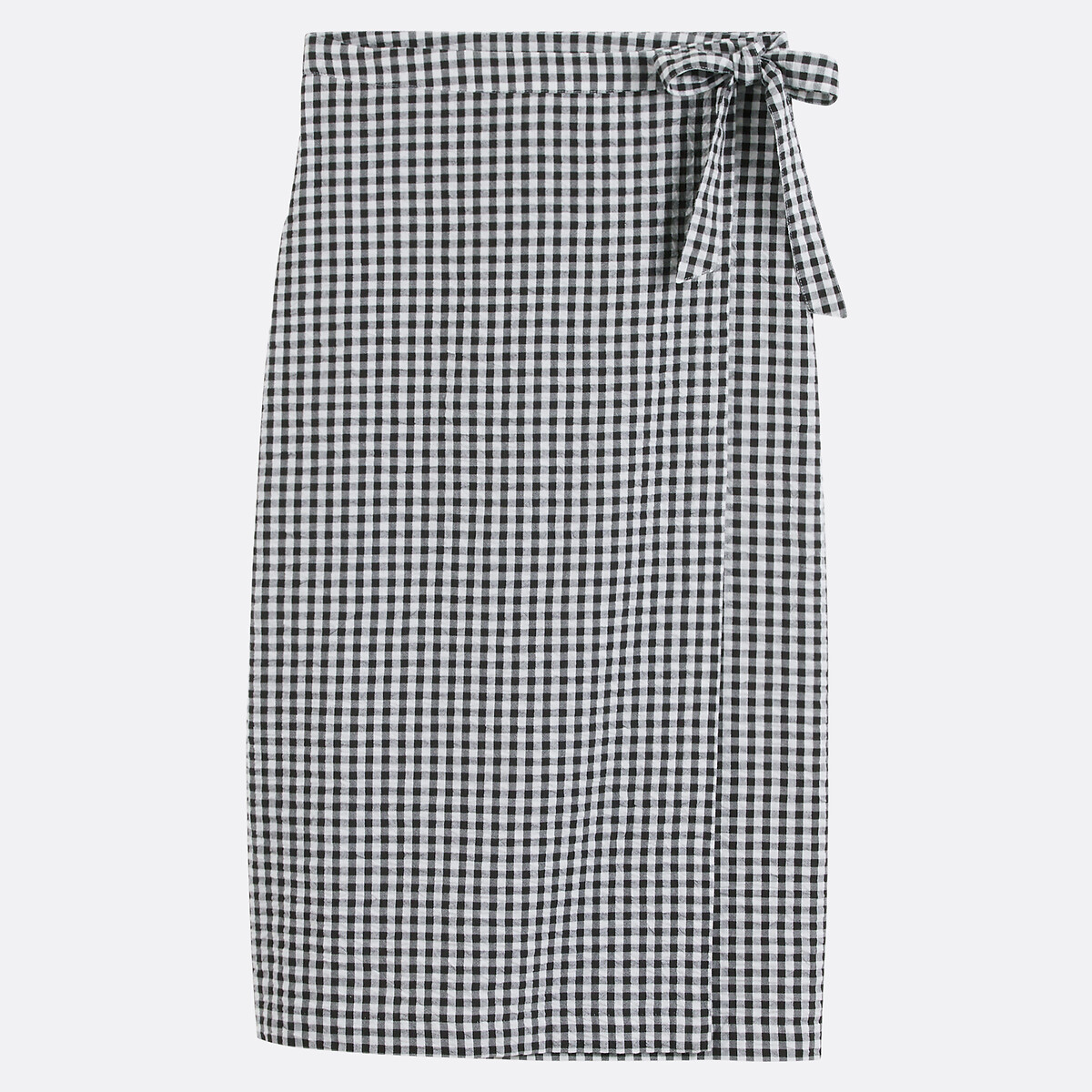 Straight Midi Wrapover Skirt in Gingham Check ochre gingham, LA REDOUTE COLLECTIONS